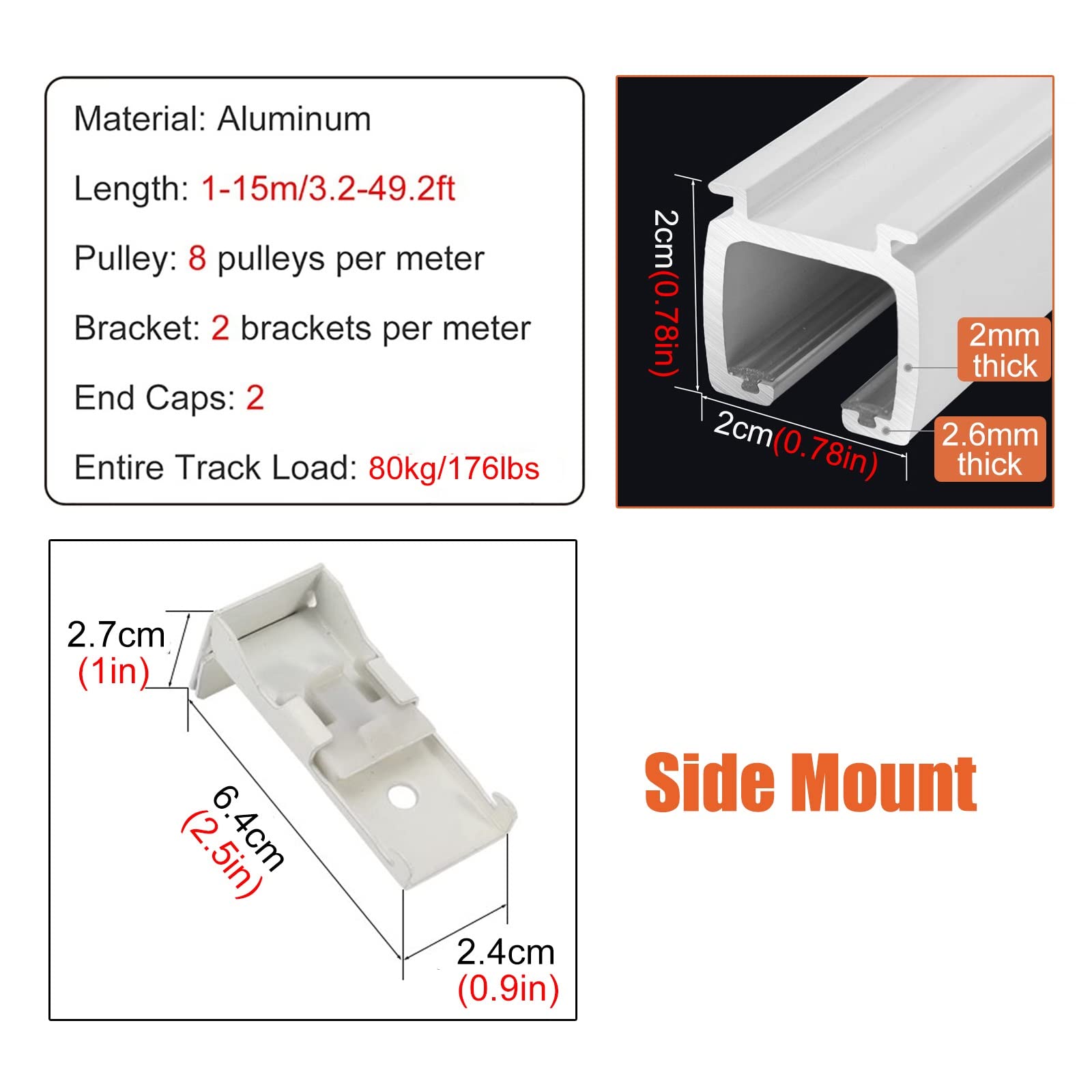 Heavy Duty Aluminum Ceiling Curtain Track System - White Hospital & RV Curtain Rail for Room Dividers - Wall/Ceiling Mount Curtain Rod with Bearings for Thick Fabric Drapes - Perfect for Medical Facilities, Campers & Home Room Partitions