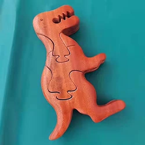 YOVQNMX Wooden Dinosaur Puzzle Toys for Kids - T-Rex Animal Wood Block Puzzle, Brain Teaser & Intelligence Game for Toddlers (Perfect for Birthday Gifts & Early Learning Activities)