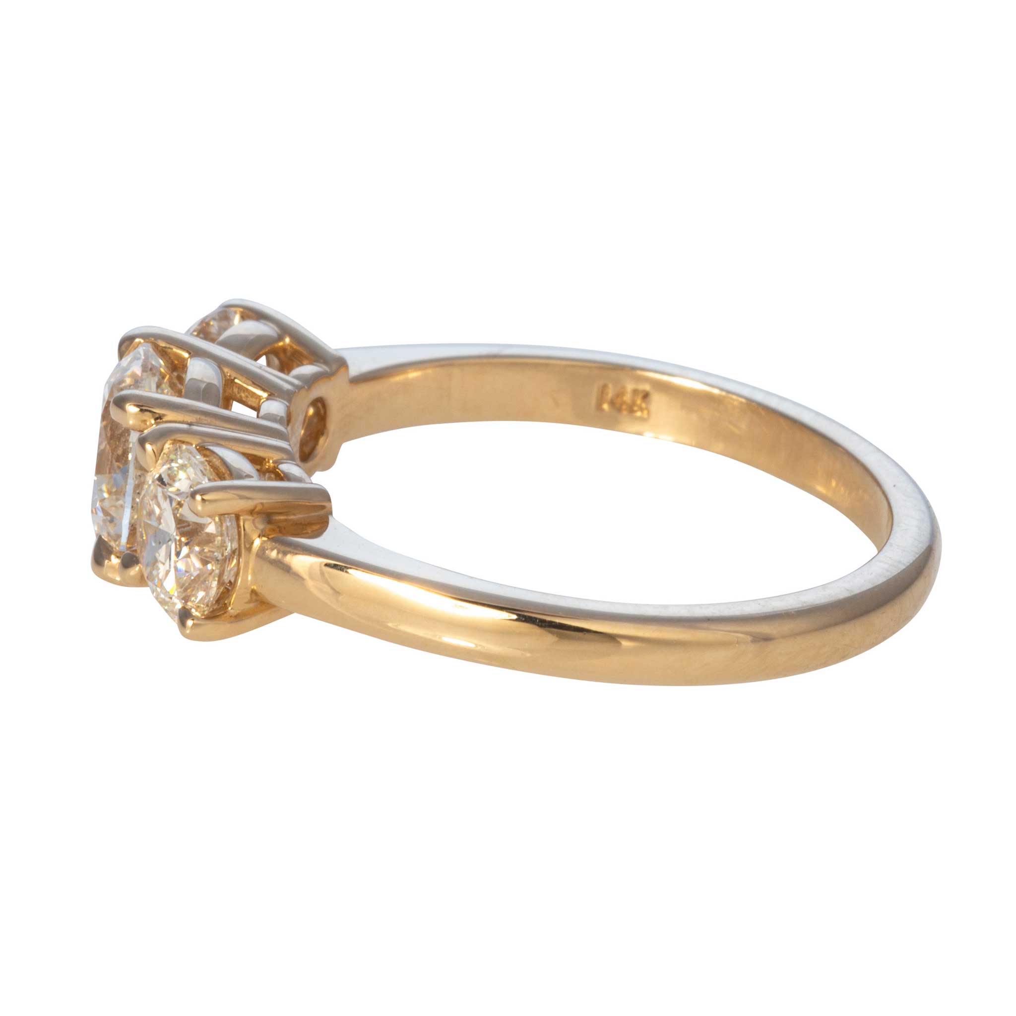 2ctw J SI1 Round Brilliant Diamond Three Stone 14K Gold Engagement Ring for Women - Perfect for Proposals, Anniversaries & Bridal Jewelry Gifts