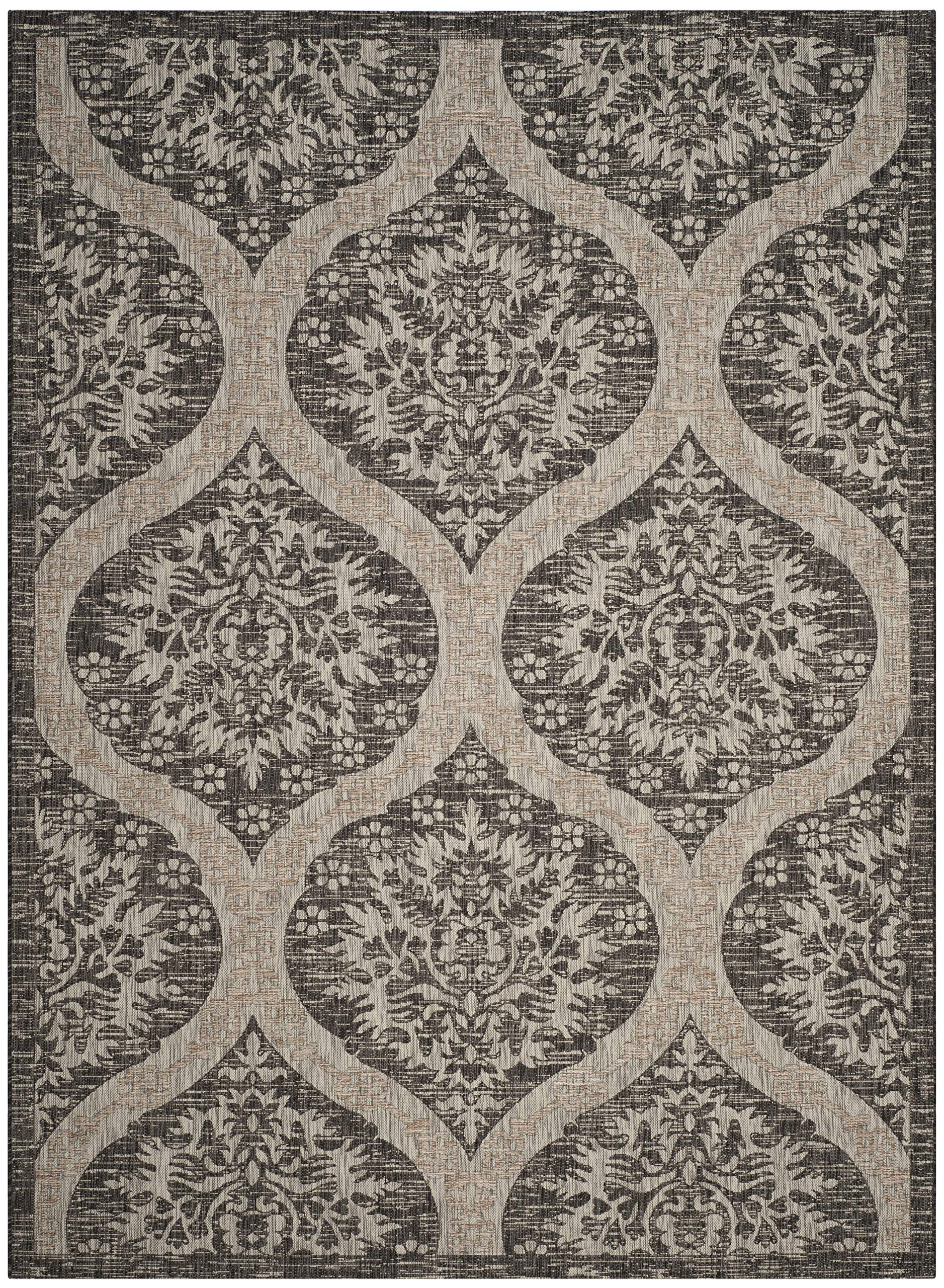 SAFAVIEH Courtyard Collection 8' x 11' Black & Grey Area Rug - Indoor/Outdoor Waterproof, Easy to Clean, Non-Slip - Perfect for Patio, Backyard, Mudroom, Deck & High-Traffic Areas