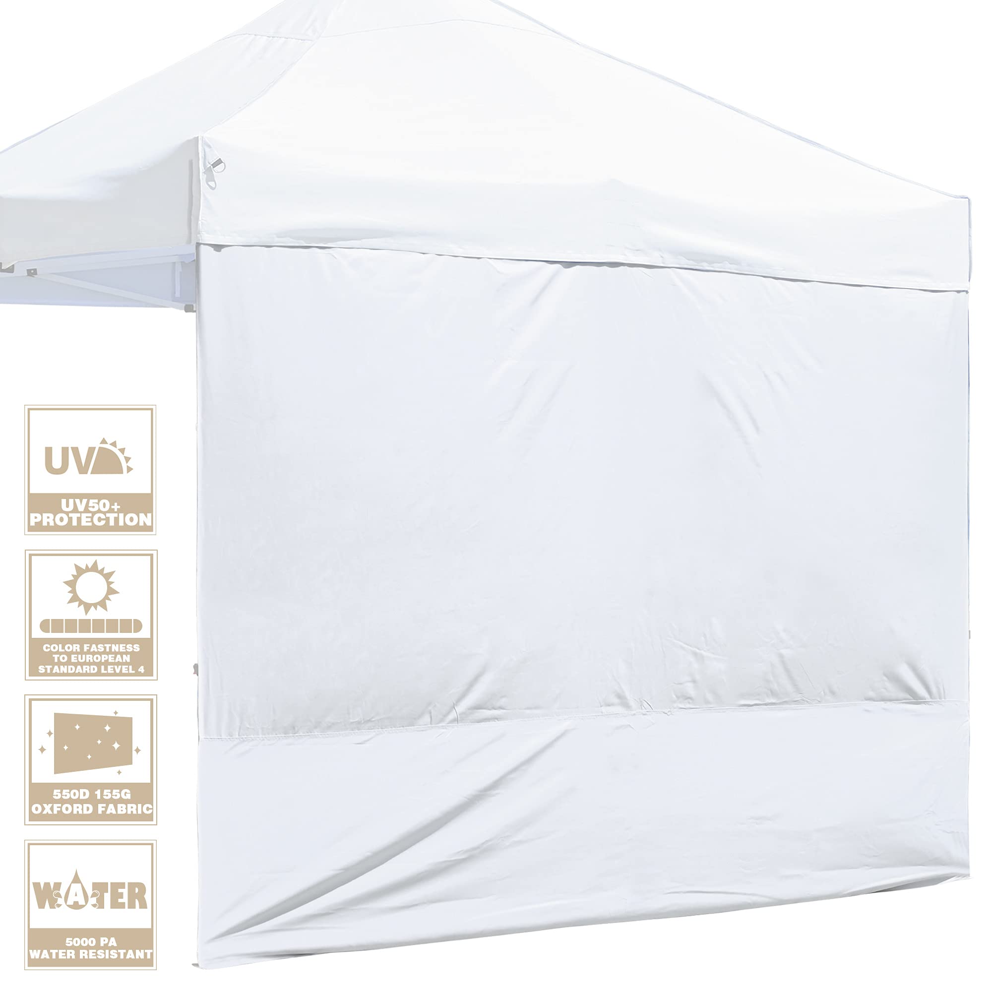 1 Pack Side Wall for 10x10 Ft EZ Pop Up Canopy Tent - UV50+ Sun Protection for Outdoor Events, Picnics, and Backyard Parties