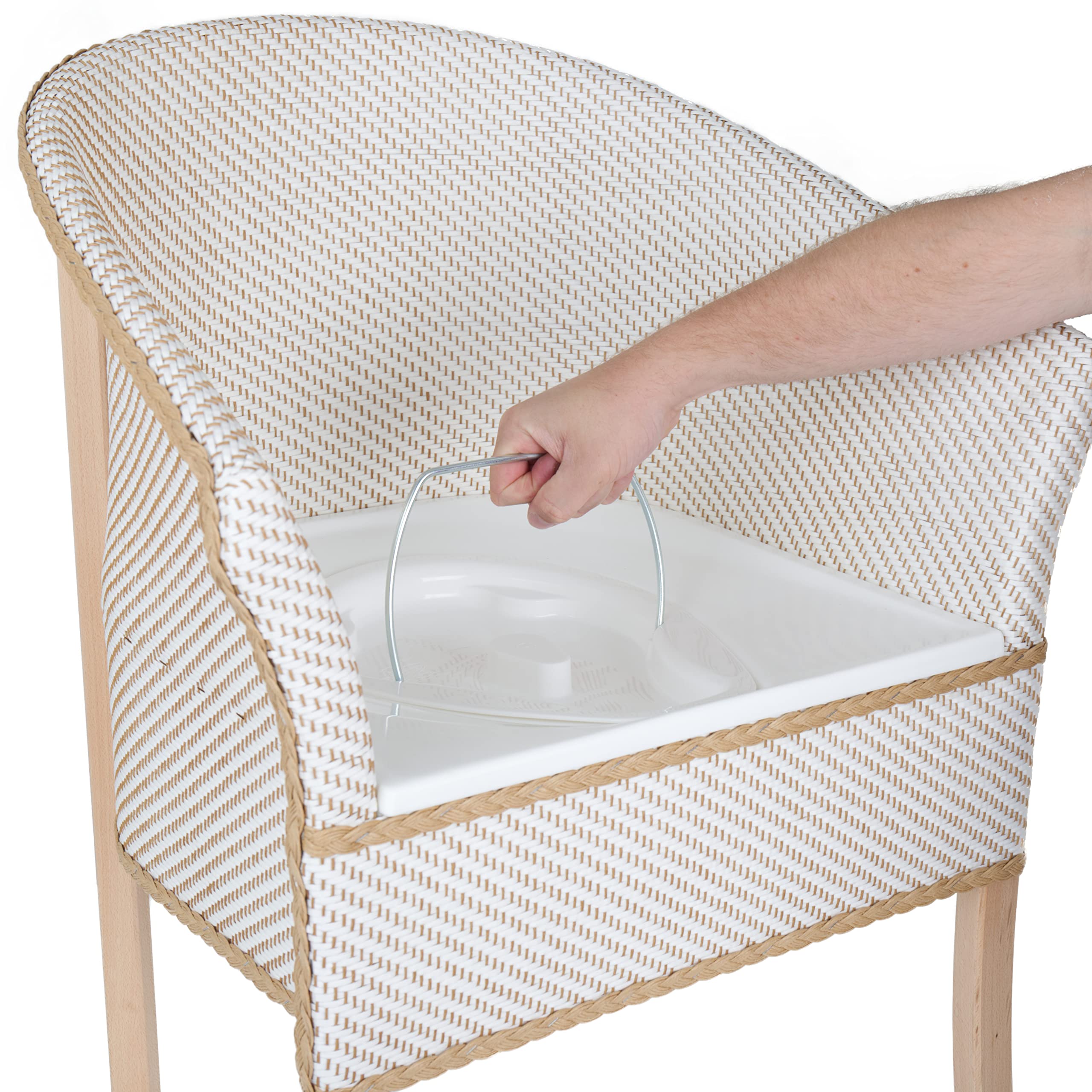 Derby Basketweave Commode Chair - Portable Toilet for Home & Clinic Use - Wicker Style Bedside Commode with Removable Bucket - Ideal for Elderly Care, Post-Surgery Recovery & Bathroom Accessibility