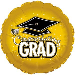 18 Inch PMU Congrats Grad Cap Mylar Balloon - Gold Graduation Decoration for Party, Ceremony & Photo Backdrops - Celebrate Success with Vibrant Balloon Décor (1/Pkg)