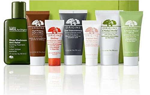 Origins 7 Piece Travel Size Mini Skincare Set - Essential Face Care Kit for Cleansing, Moisturizing & Treatment | Perfect for Travel, Gym & On-the-Go