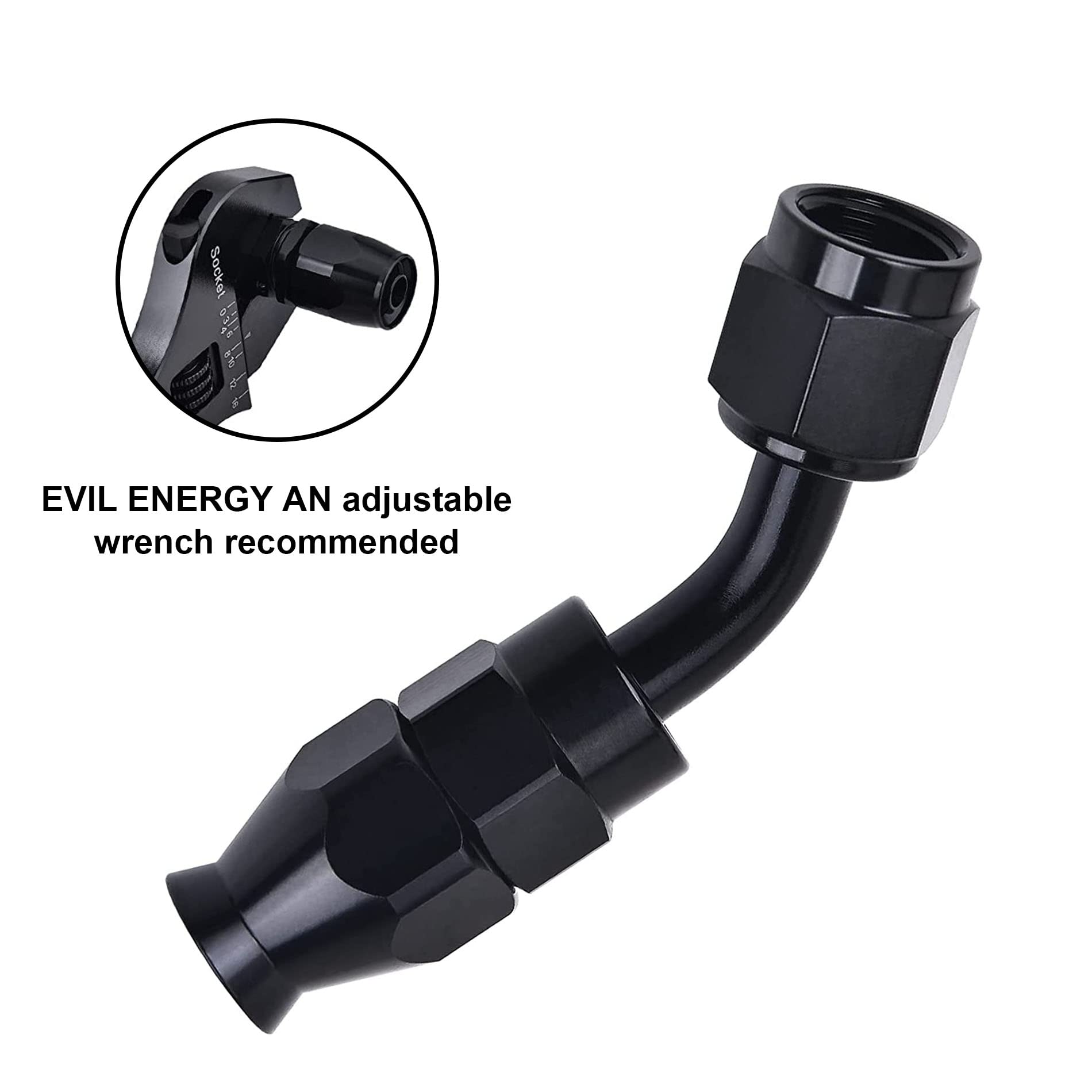 EVIL ENERGY 4AN PTFE Hose Fitting 45° Black 2PCS - Fuel Line Upgrade