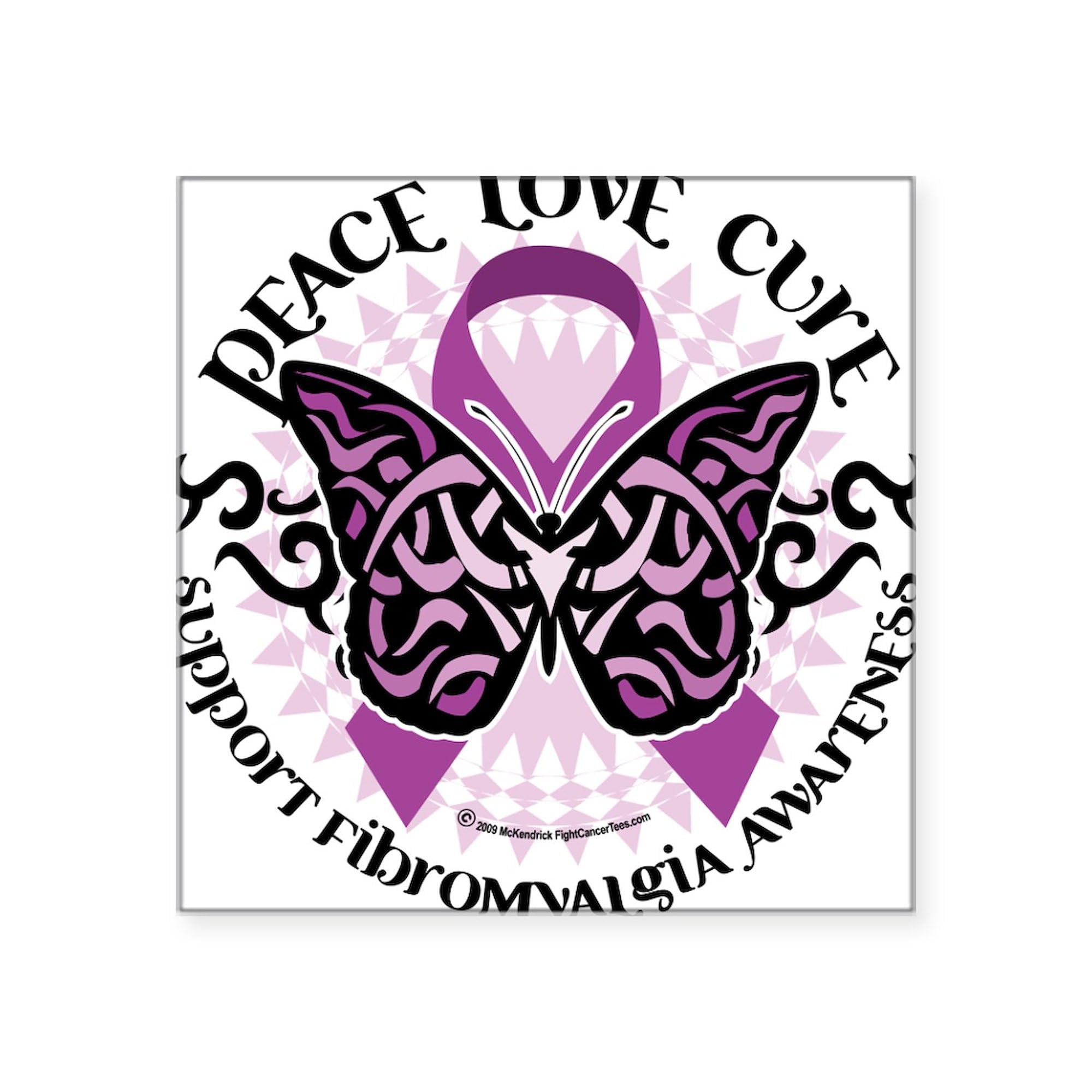 Fibromyalgia Awareness Butterfly Tribal Square Sticker - Waterproof Vinyl Bumper Decal for Cars, Laptops, Windows - Support Chronic Illness & Pain Relief Advocacy