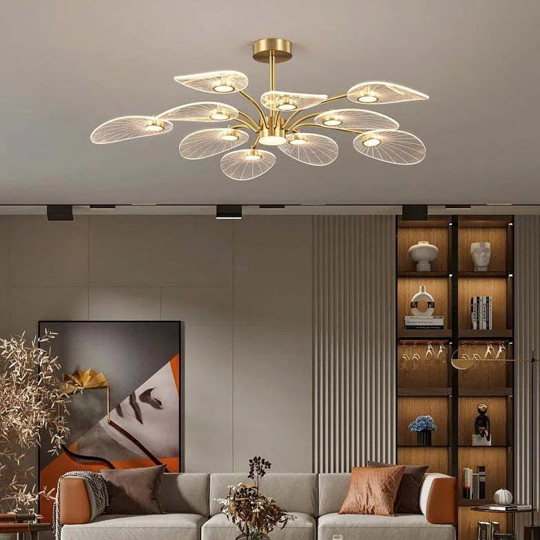 Elegant Lotus Leaf Gold LED Pendant Light - Modern Ceiling Lighting for Dining Room, Bedroom & Living Room Decor