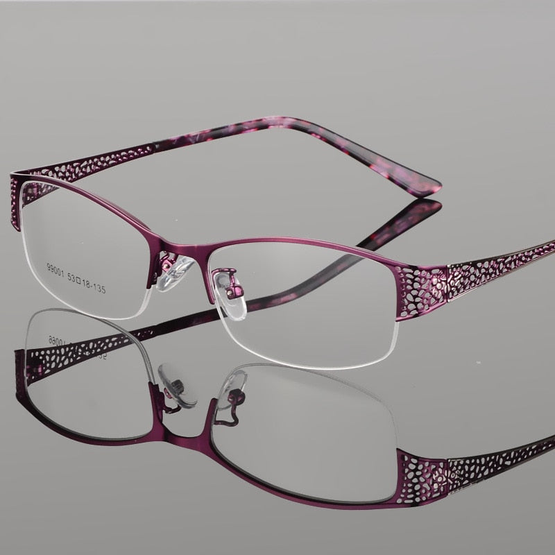 Bclear Women's Semi-Rimless Rectangle Eyeglasses - Lightweight Alloy Frame S99001 | Perfect for Office, Reading & Everyday Use
