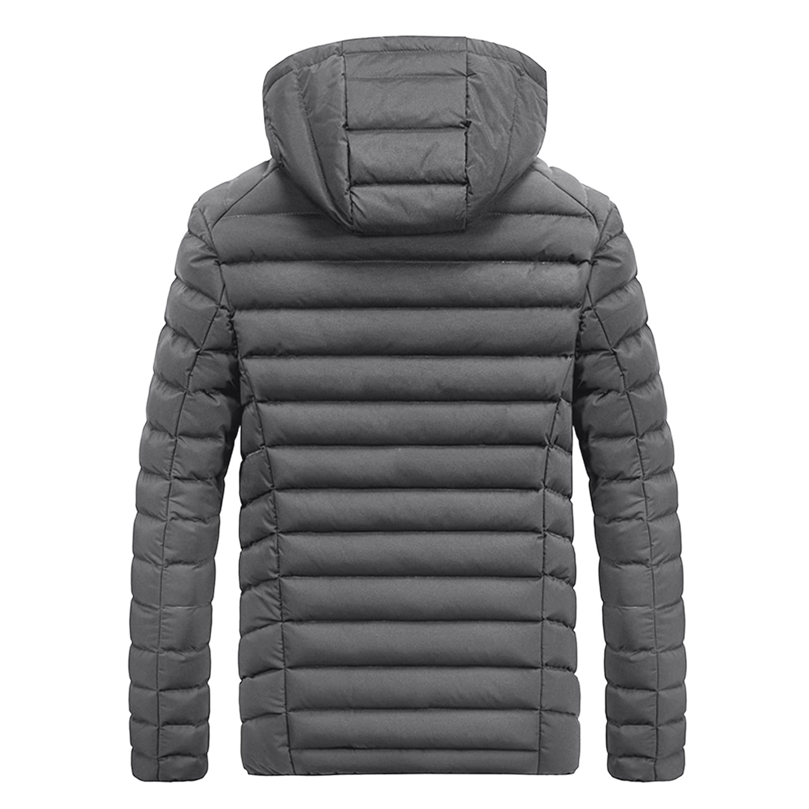 Men's Solid Color Cotton Hooded Jacket - Lightweight Zipper Drawstring Long Sleeve Stitching Design for Casual Wear & Outdoor Activities