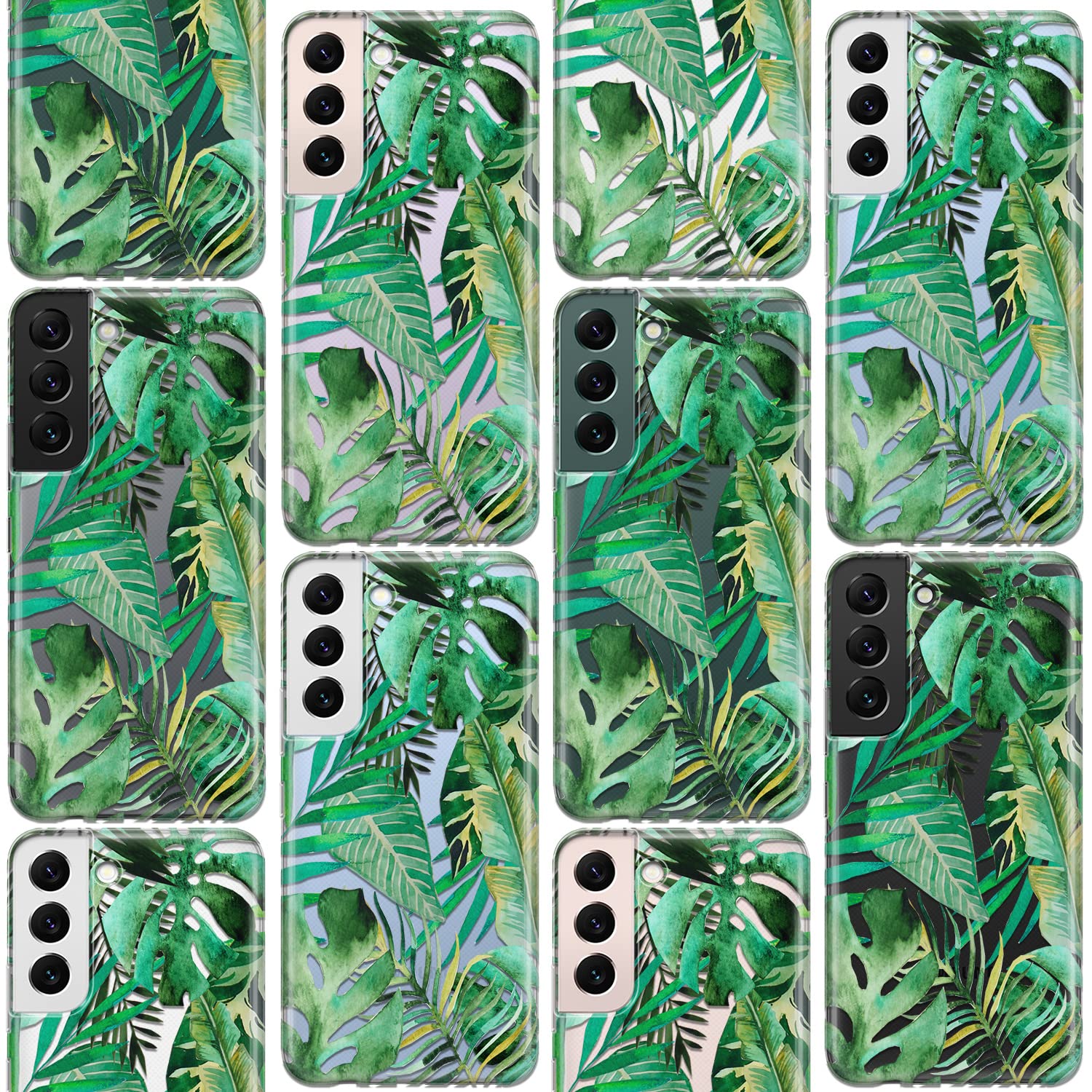 Premium Clear TPU Phone Case for Samsung Galaxy S24/S23 Ultra/S22+/S21 FE 5G/S20/Note 20/10 - Lightweight Protective Cover with Tropical Monstera Leaf Watercolor Design - Perfect for Everyday Use, Travel & Outdoor Activities