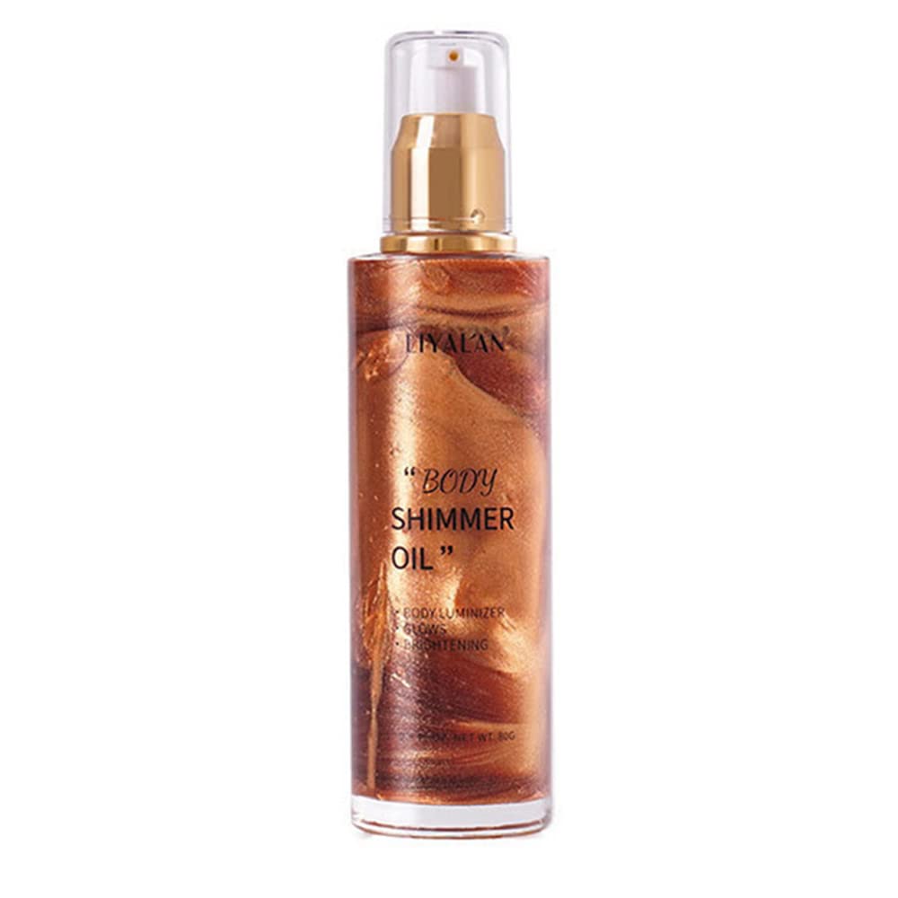 Go Ho Shimmer Body Oil - Moisturizing Lightweight Shimmer Glow Illuminator for Face & Body | Non-Sticky Liquid Highlighter Makeup | Smooth Spray Formula for Summer Glow (2.8 Fl Oz, Bronze Gold) | Perfect for Beach, Parties & Night Out Makeup