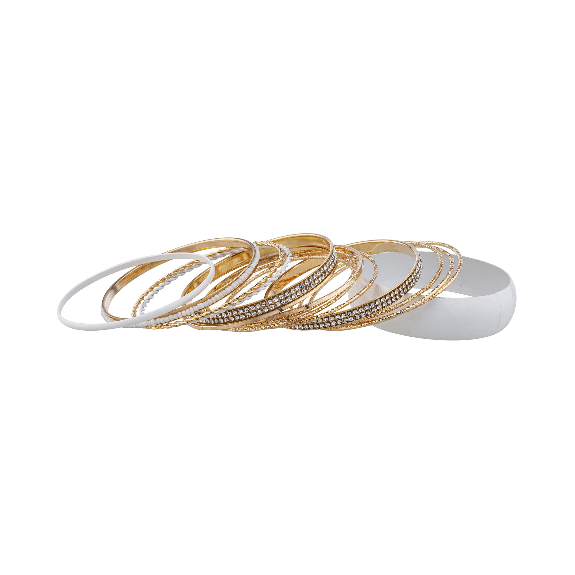 Nicole Miller Gold Rhinestone Bangle Set - 14pcs for Parties & Weddings