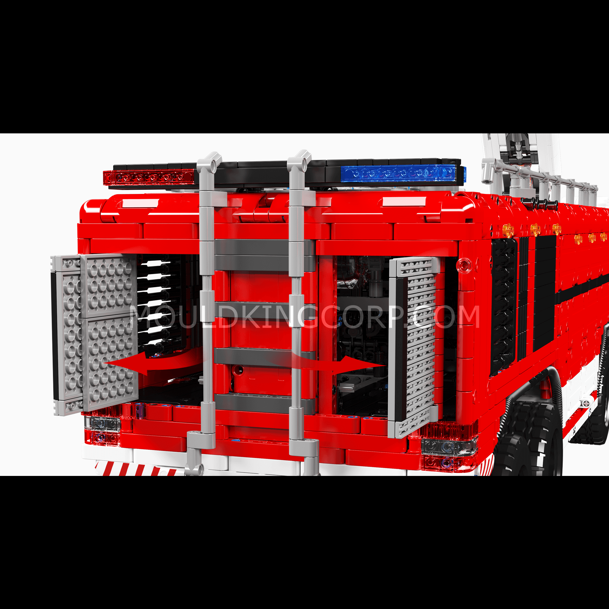 MOULD KING 19004S RC Pneumatic Airport Rescue Vehicle Building Set - 6,653 Piece STEM Toy for Adults & Kids | Remote Control Construction Model for Aviation Enthusiasts & Collectors | Perfect for Play, Display & Educational Scenes