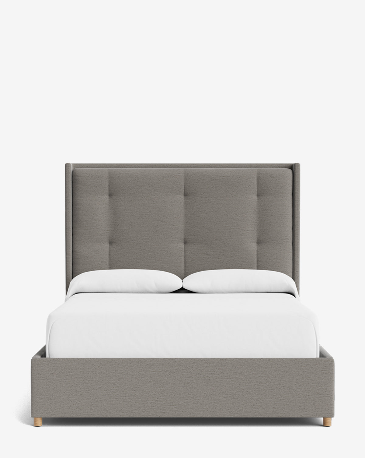 Luxury Ria Upholstered Bed Frame - Queen Size Platform Bed with Soft Fabric Headboard - Modern Bedroom Furniture for Master & Guest Rooms