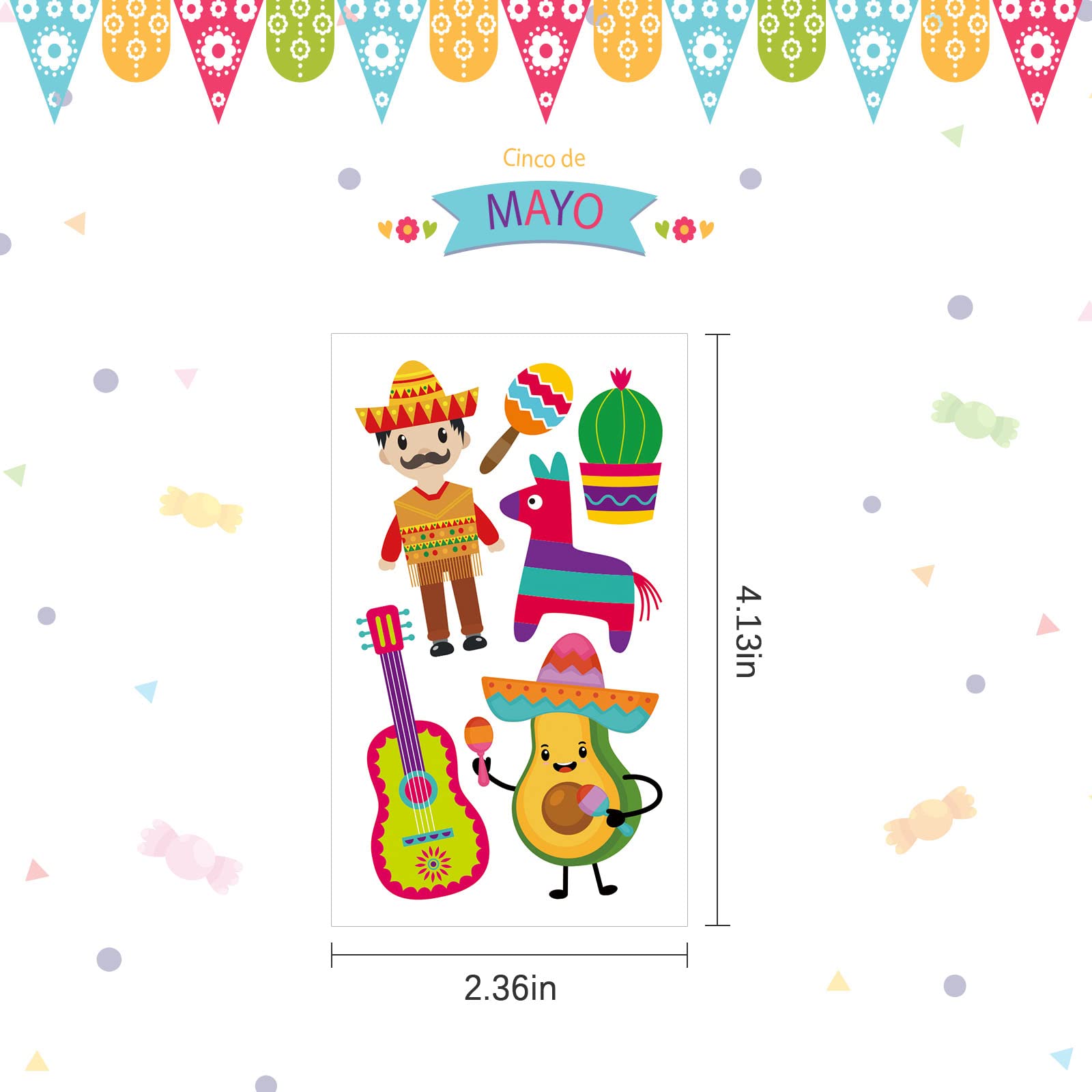 75-Piece Fiesta Party Temporary Tattoos for Kids & Adults - Mexican Cinco de Mayo Decorations, Bachelorette Party Favors, Taco Themed Stickers - Perfect for Cinco de Mayo Celebrations, Birthday Parties & Themed Events