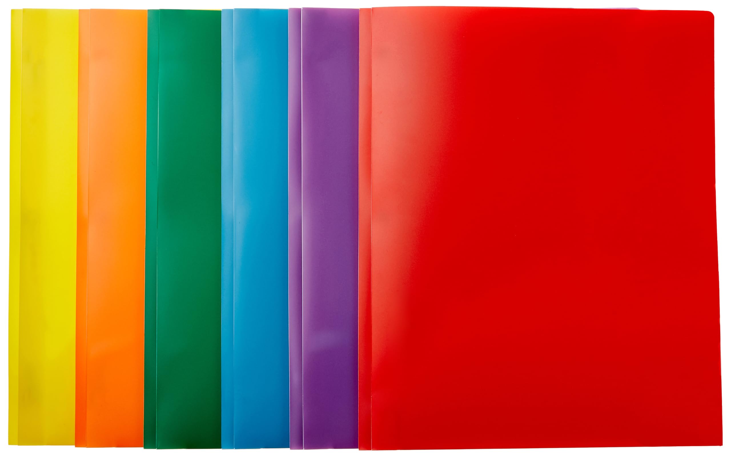Amazon Basics Heavy Duty Plastic Folders with 2 Pockets - Letter Size, 12-Pack Assorted Colors - Perfect for School, Office & Document Organization