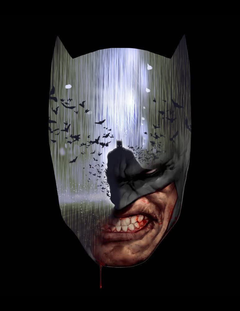 Batman Logo Mirror Image Men's Black Graphic T-Shirt - Superhero Costume & Casual Wear for Fans