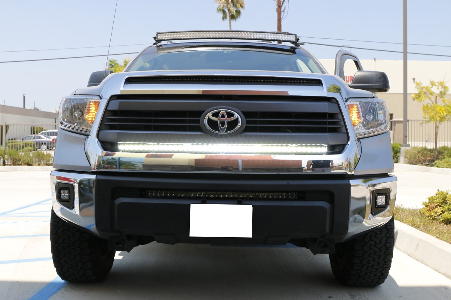 126W 45 LED Light Bar with Behind Grille Mount Bracket for 2014-2021 Toyota Tundra - Off-Road Lighting for Trucks, Camping & Night Driving