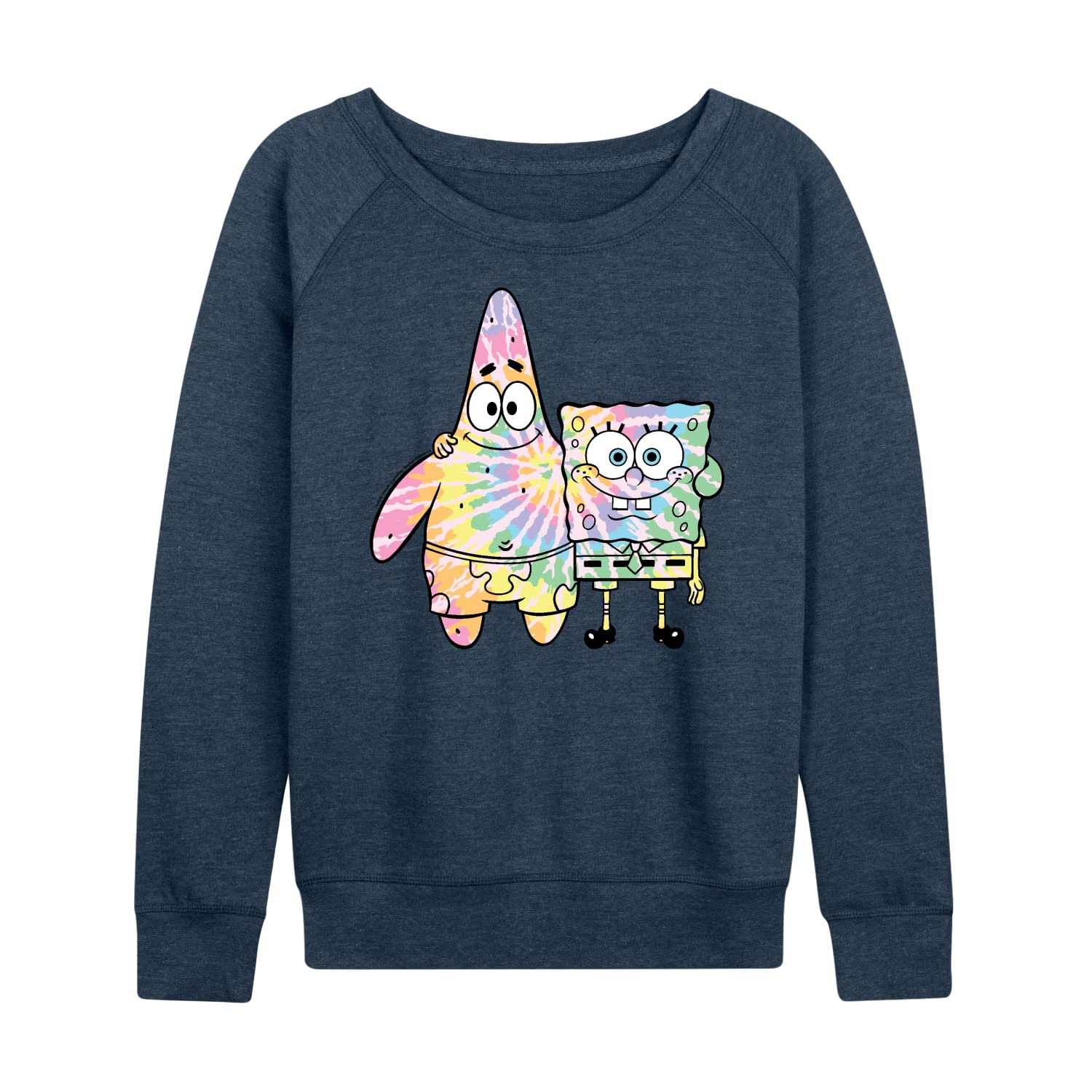 HYBRID APPAREL SpongeBob SquarePants Tie Dye Hoodie - Women's Lightweight French Terry Pullover Sweatshirt with SpongeBob & Patrick Design | Casual Wear, Lounge Outfit, Gift for Fans