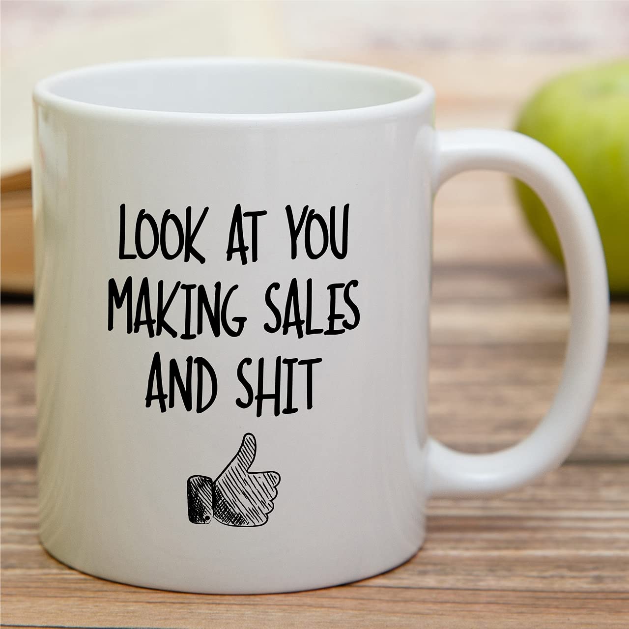 Retreez Funny 11 Oz Ceramic Coffee Mug - 'Look At You Making Sales and Shit' Sarcastic Motivational Gift for Salesman, Coworker, Friend, Brother, Sister - Perfect for Office, Birthday, Christmas & Daily Coffee Break Inspiration