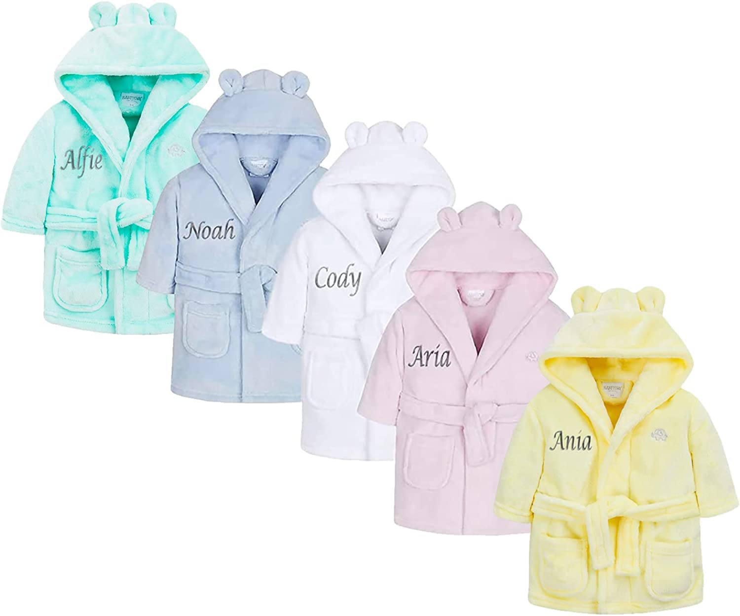 Personalized Baby Dressing Gown with Teddy Ears - Soft Hooded Bath Robe & Towel Set for Newborns, Infants - Perfect Baby Shower Gift for Boys & Girls - Ideal for Bath Time, Spa Day & Photo Shoots