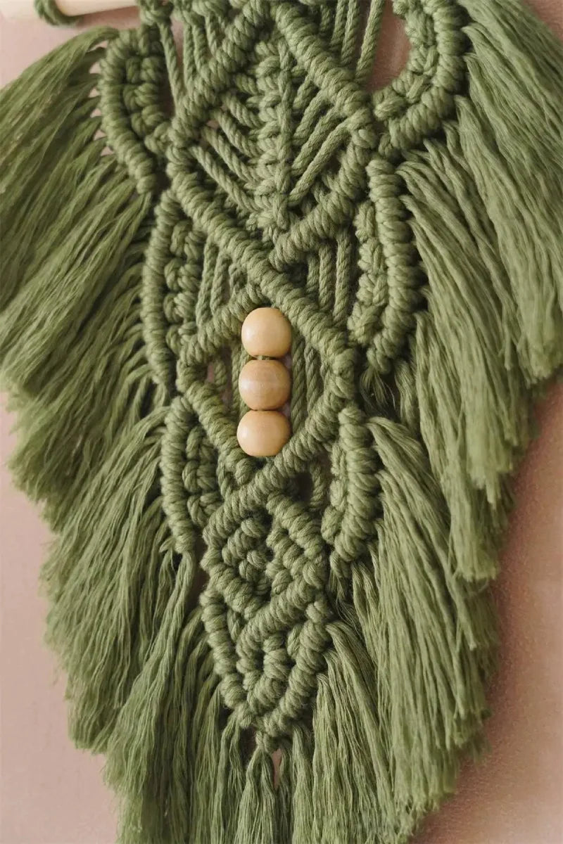 Handmade Willow Weave Macramé Leaf Wall Hanging Tapestry - Boho Home Decor for Living Room, Bedroom, Nursery & Dorm