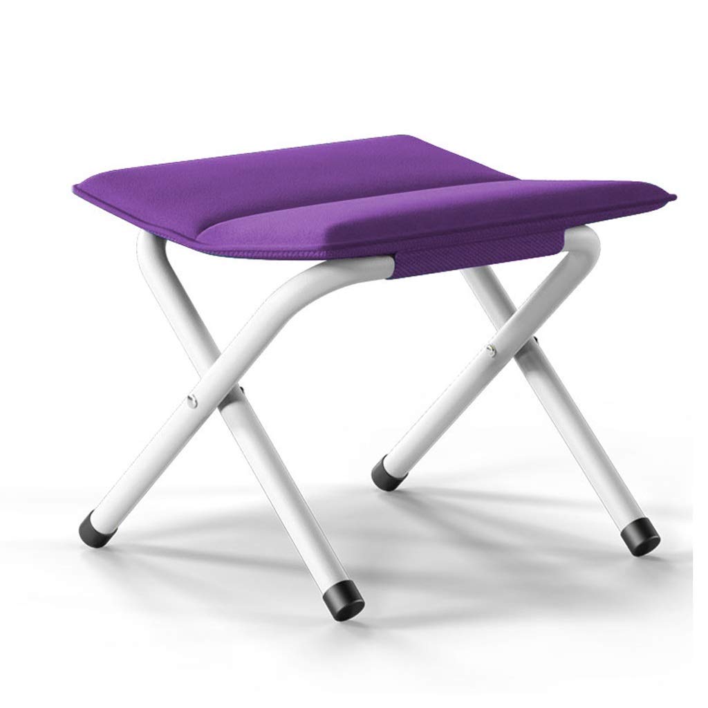Portable Folding Step Stool with Cushion - Lightweight & Sturdy 34x33x33cm Purple Step Stool for Adults - Perfect for Home, Outdoor, Fishing, Camping & Gardening