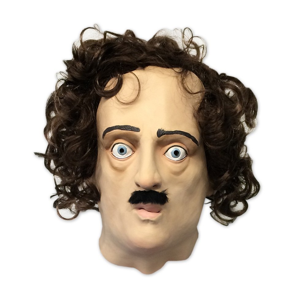 Edgar Allan Poe Super Creepy Halloween Mask - Scary Gothic Horror Costume Accessory for Cosplay, Haunted House, and Halloween Parties
