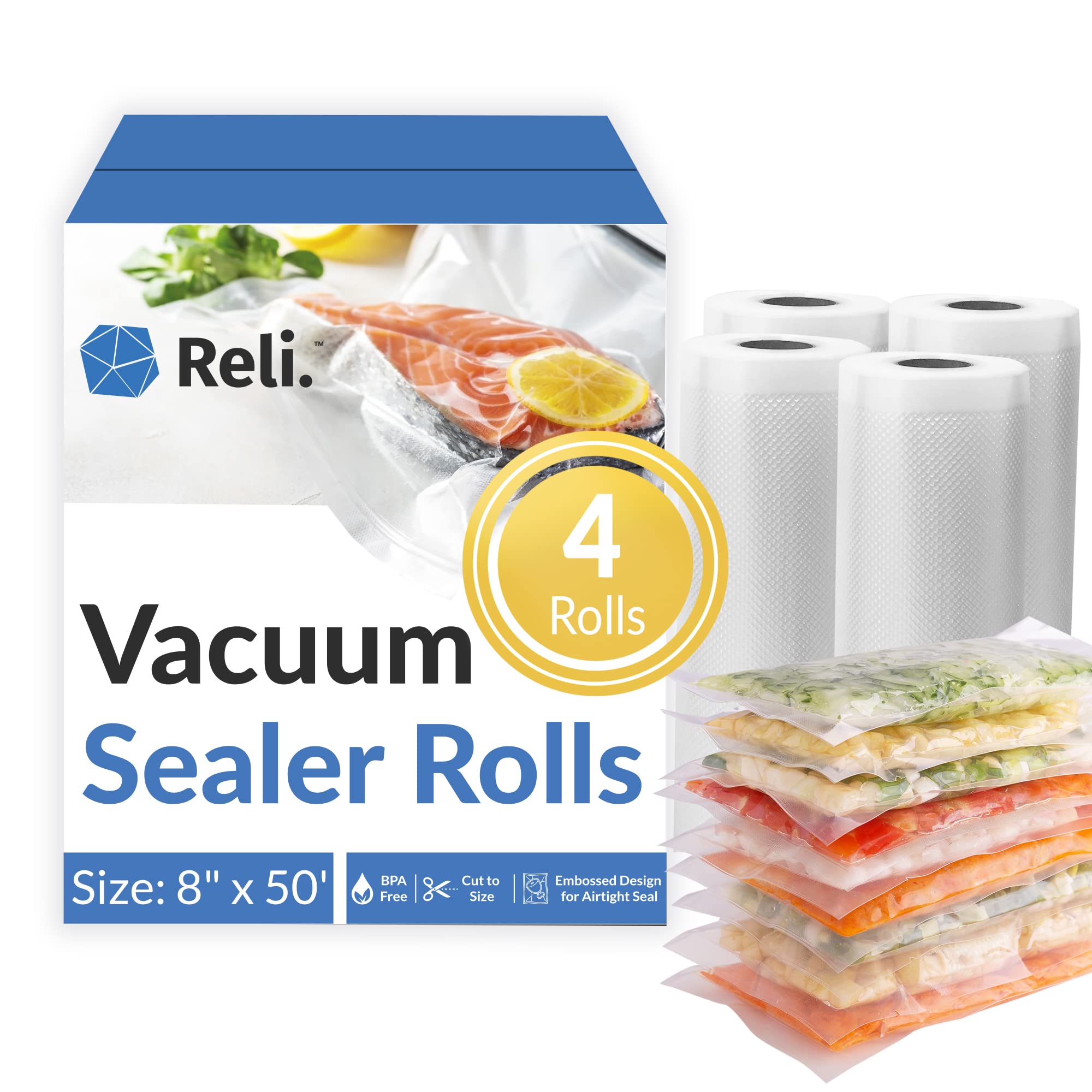 Reliable Vacuum Sealer Bags - 4 Rolls (8