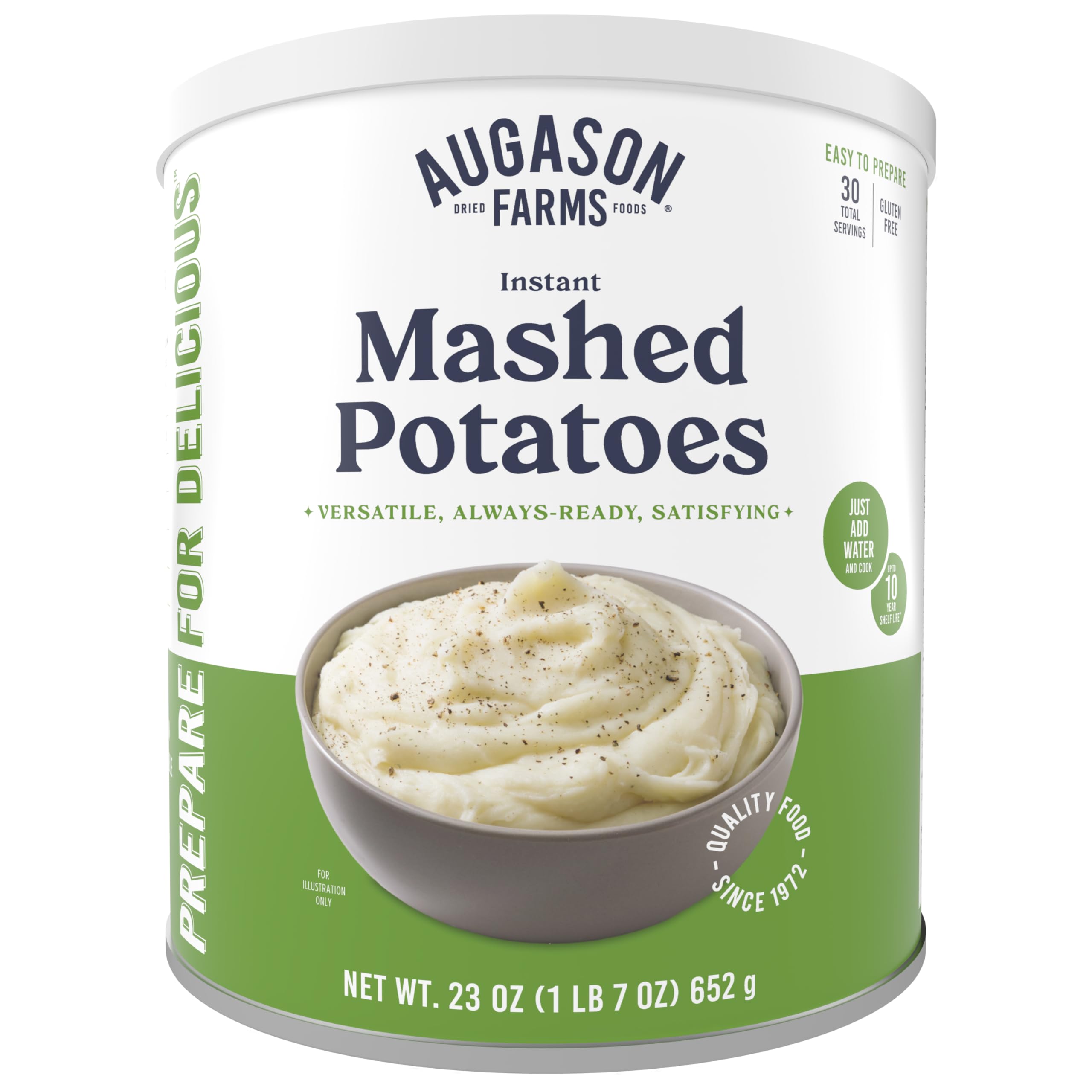 Augason Farms Instant Mashed Potatoes Can - 30 Servings | Emergency Food Supply & Everyday Meals | Camping, Survival, Quick Family Dinner