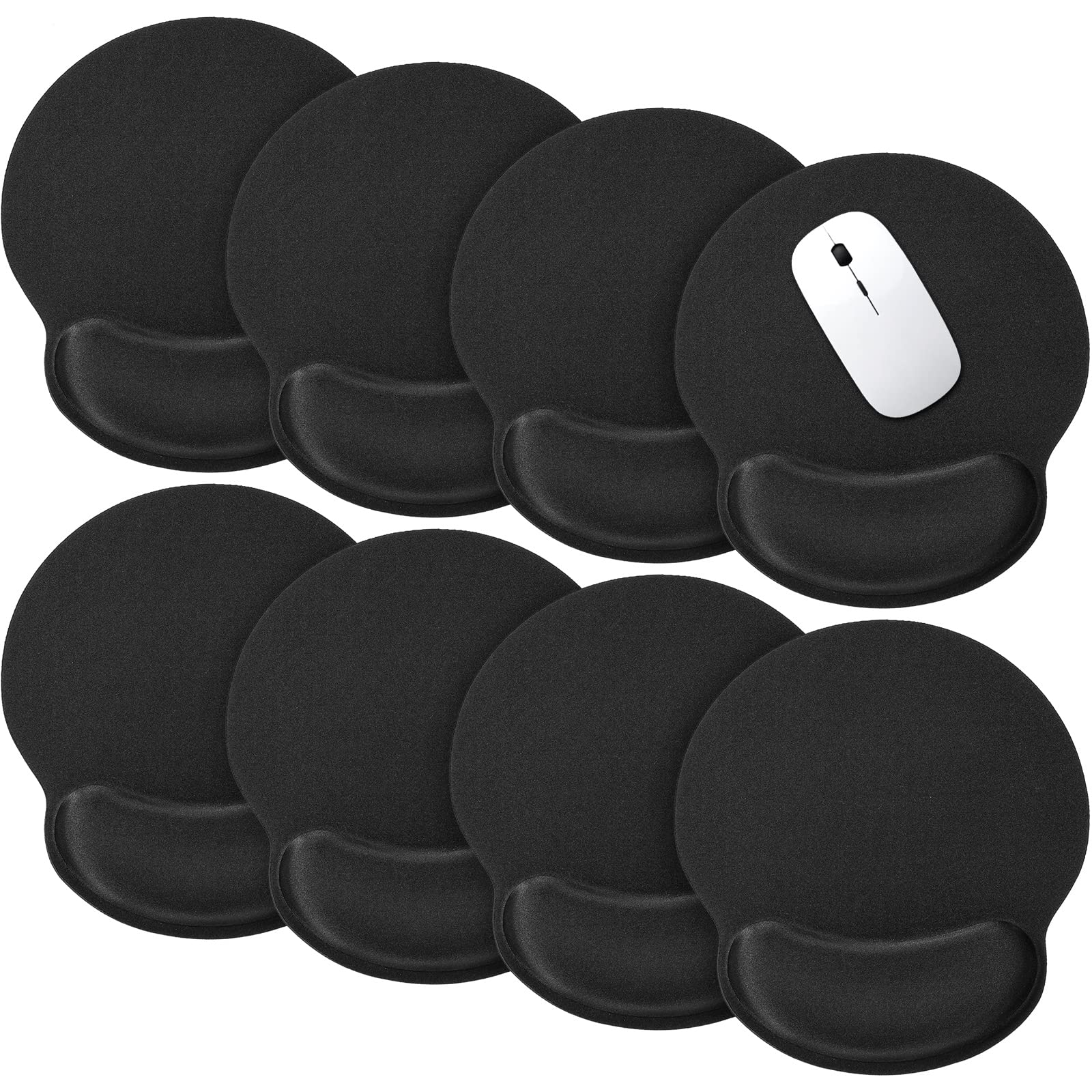 **Yunsailing 8-Pack Ergonomic Mouse Pad with Wrist Rest – Gel Memory Foam for Pain Relief – Comfortable Computer & Laptop Mouse Pad for Office, Gaming, and Home Use (Solid Black)**