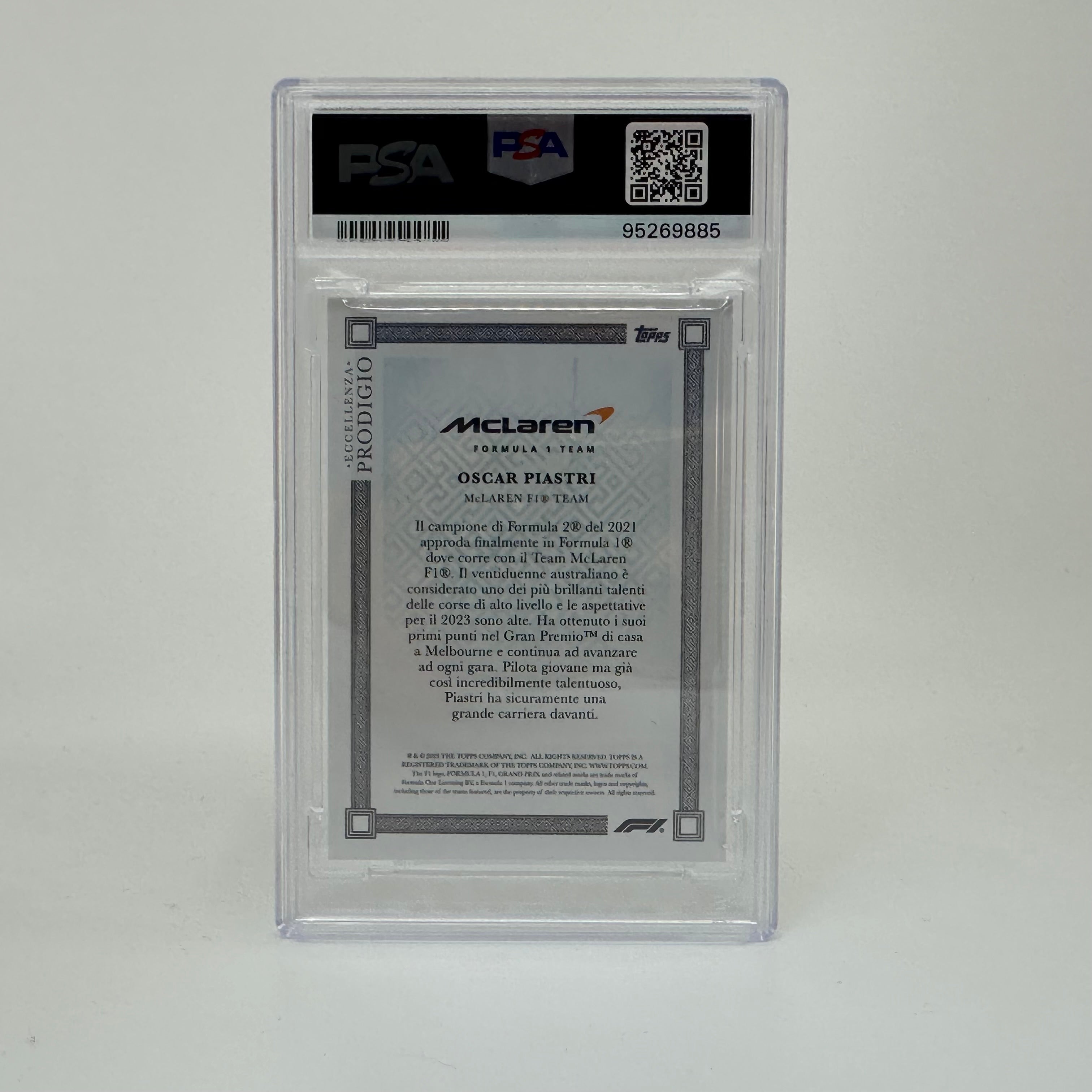 2023 Oscar Piastri Blue Eccellenza Prodigio PSA 8 /49 - Rare Rookie Card for F1 Collectors & Racing Fans - Perfect for Display, Investment & Memorabilia Collections