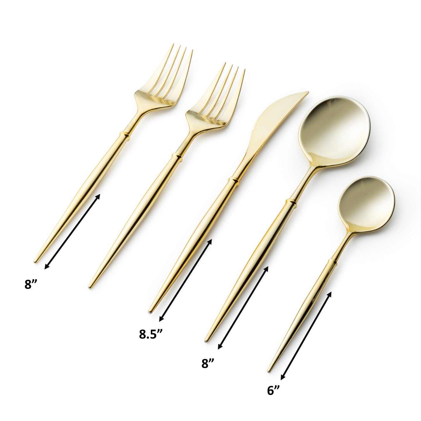 Premium 40-Piece Shiny Gold Flatware Set for 8 - Elegant Stainless Steel Cutlery Set for Formal Dining, Wedding Registry & Luxury Dinner Parties