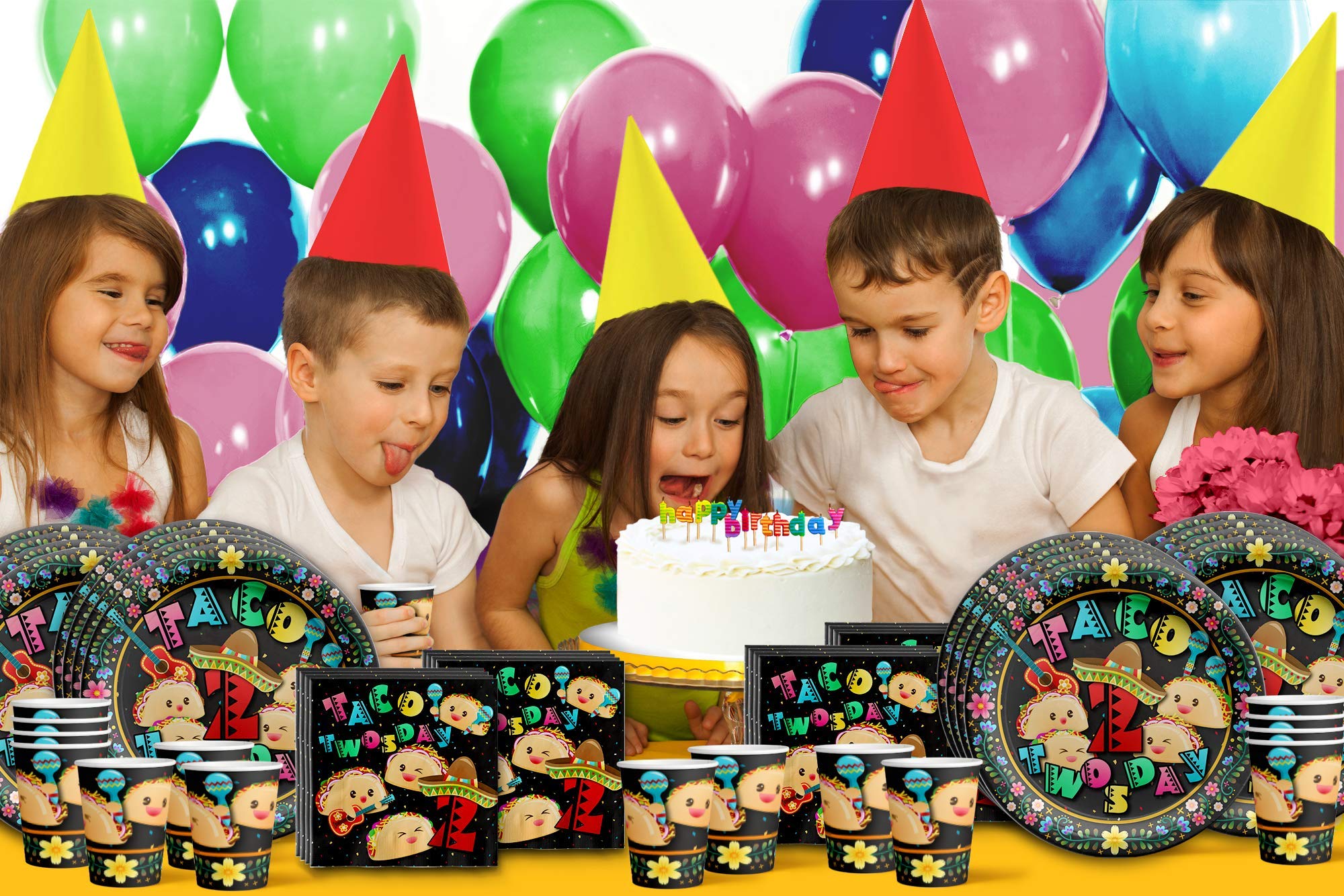 Taco Tuesday 2nd Birthday Party Supplies Set - 16-Piece Tableware Kit with Plates, Napkins & Cups - Perfect for Themed Parties & Celebrations