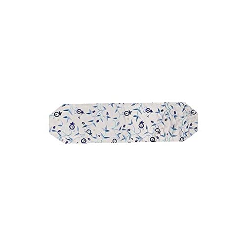 Handmade Silk Table Runner with Pomegranate Embroidery - Elegant Bohemian Dining Table Decor (Blue, 150cm/39in) - Perfect for Weddings, Dinner Parties & Boho Home Styling