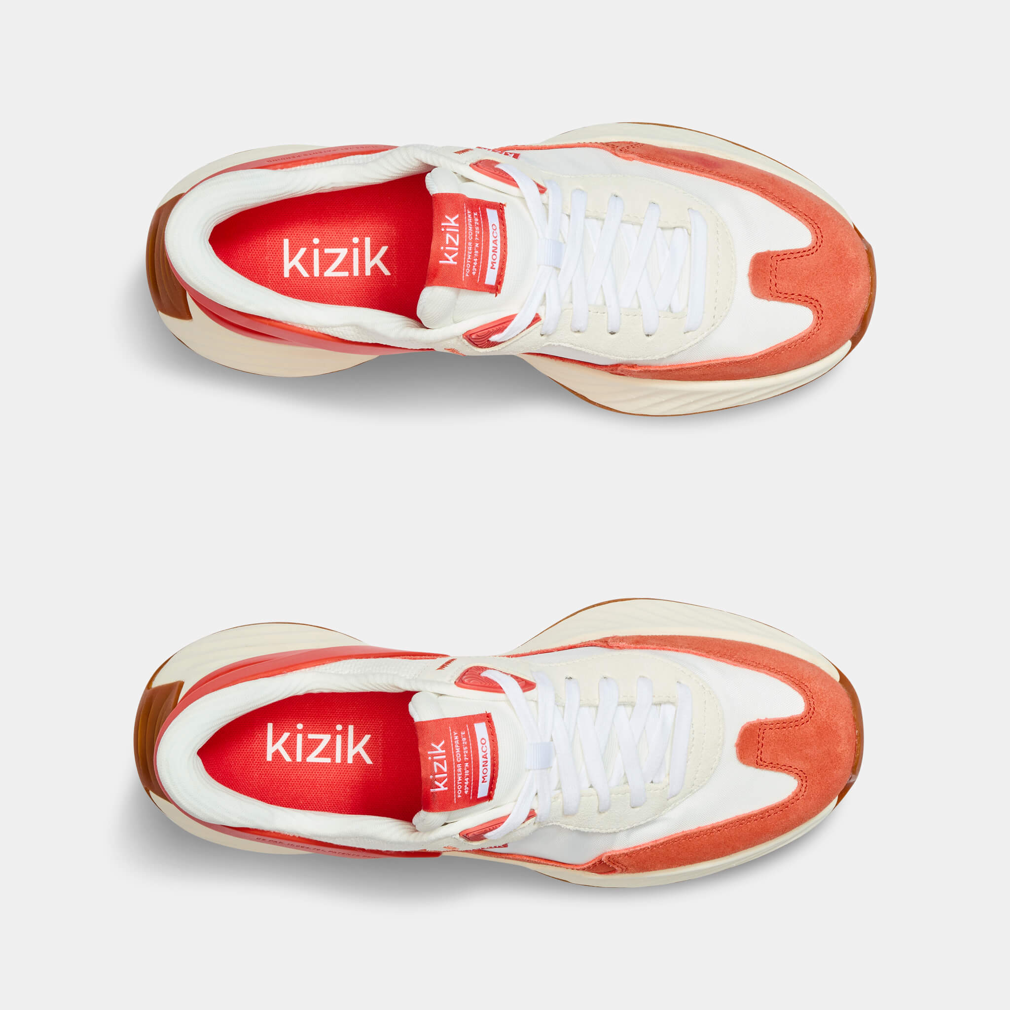 Men's Monaco Sneakers in White & Tigerlily Colors - Stylish Casual Shoes for Walking, Running & Everyday Wear
