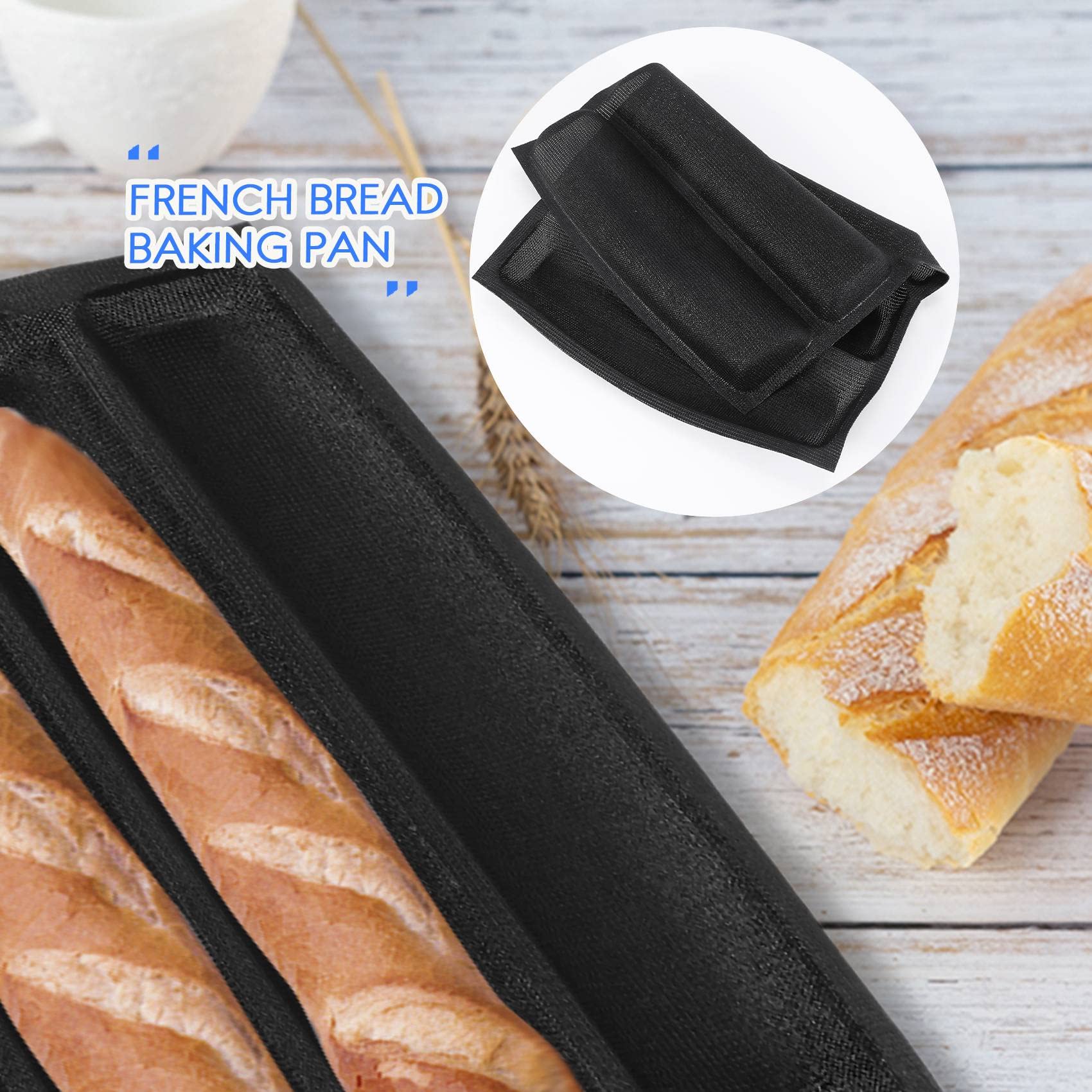 Non-Stick Silicone Bread Pan - Perforated French Loaf & Hot Dog Baking Mold with Liner Mat - Perfect for Homemade Bread, Pastries, and Baked Goods