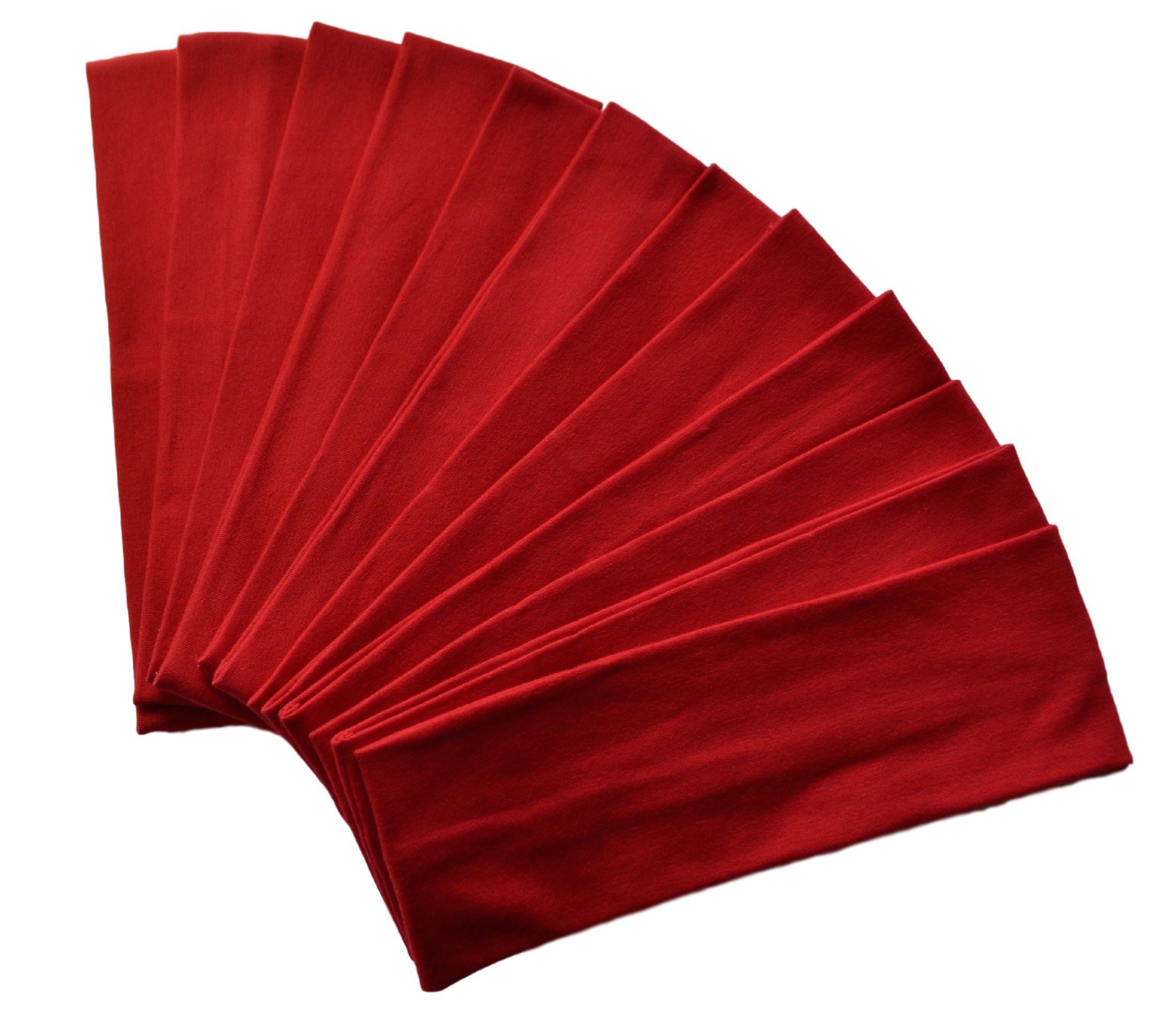 Funny Girl Designs 12-Pack Stretchy Cotton Headbands - Official Red | Comfortable Hair Accessories for Women, Girls, Workouts & Everyday Wear