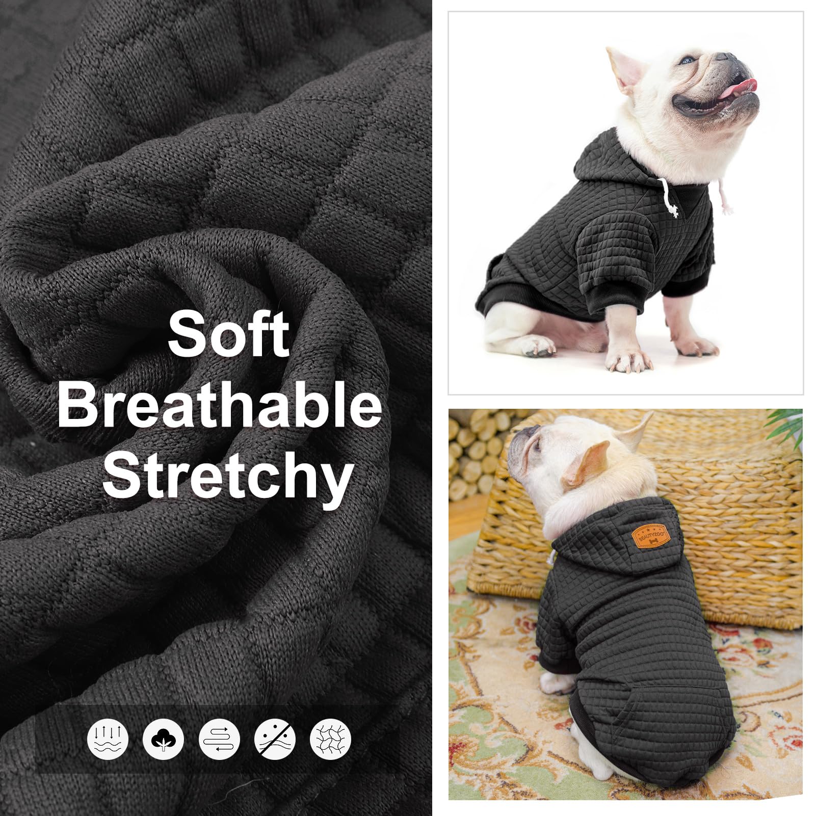BEAUTYZOO Dog Hoodie for Small Medium Large Dogs - Warm Winter & Fall Dog Clothes for Puppies, Cats - Cozy Sweater Shirt with Pocket for Bulldogs, Pitbulls, Frenchies - Perfect for Outdoor Walks & Indoor Lounging