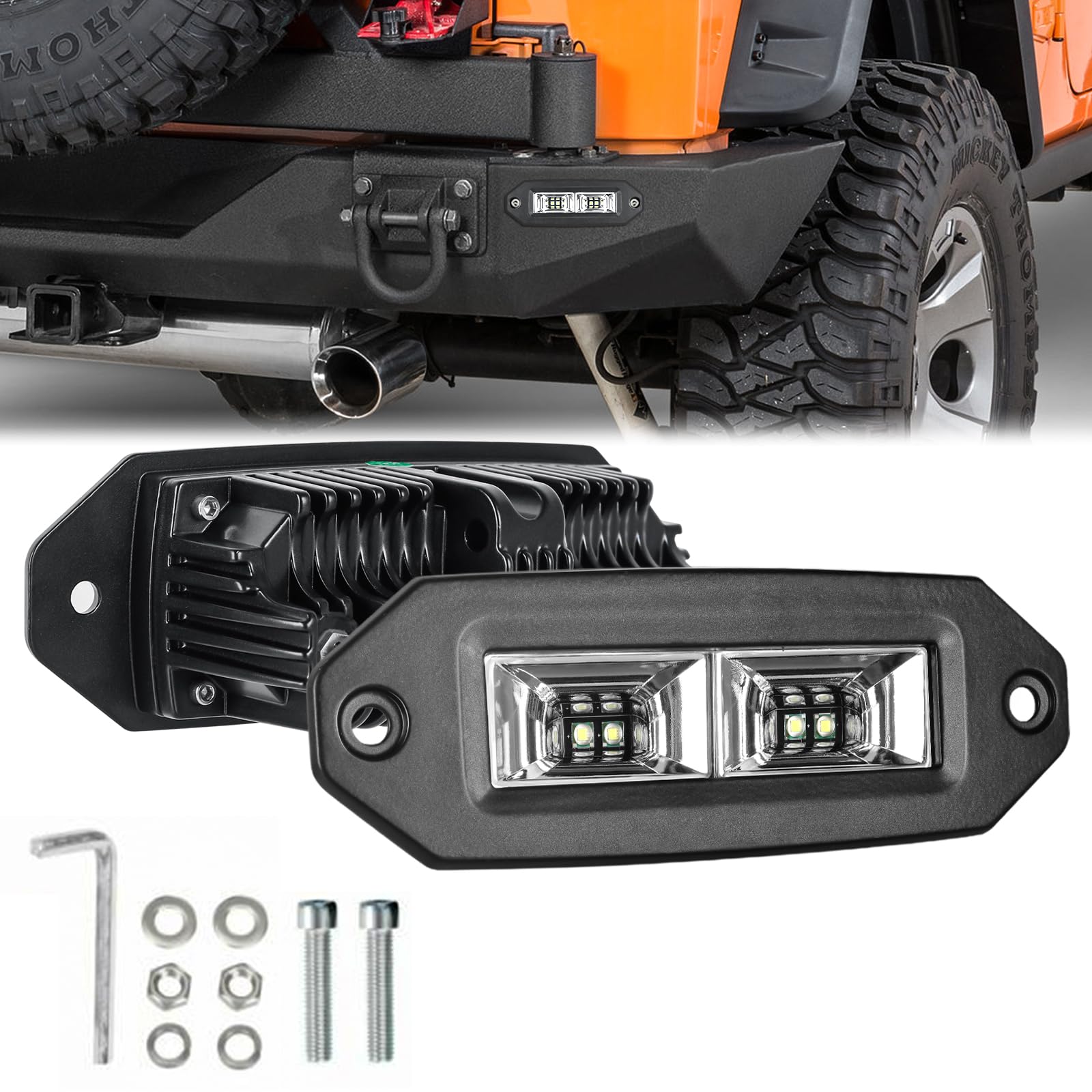 EBESTauto 40W Flush Mount LED Pods - Waterproof Off-Road LED Work Light Bar for ATV, UTV, SUV, Truck & Boat - Perfect for Bumper Mounting, Driving & Backup Lighting in Low Visibility Conditions