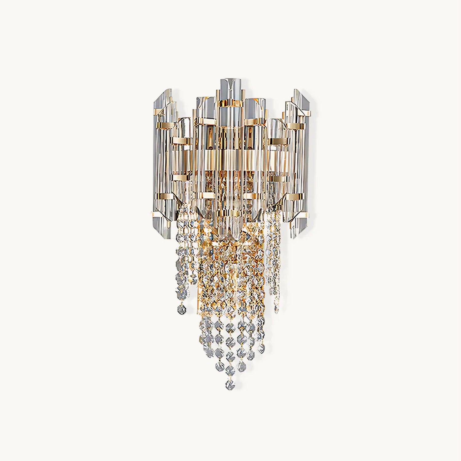 Crystal Tiered Wall Sconce - Elegant Clear Glass Light Fixture for Living Room, Bedroom, or Hallway Decor
