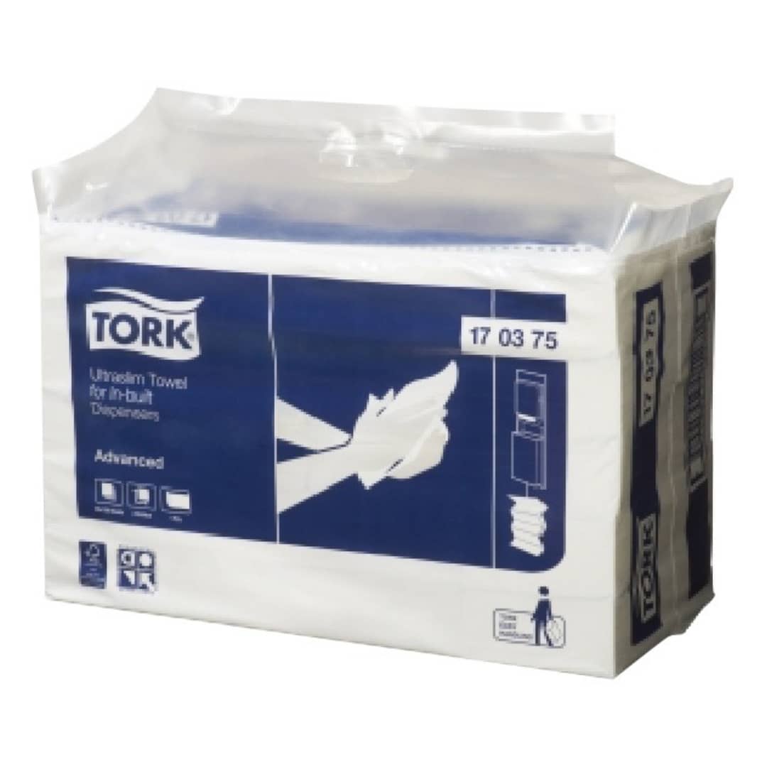 Tork Advanced Ultraslim Hand Towel for Built-In Dispenser, White, 150 Sheets/Pack (Pack of 20) - Premium Paper Towels for Restaurants, Offices & Public Restrooms