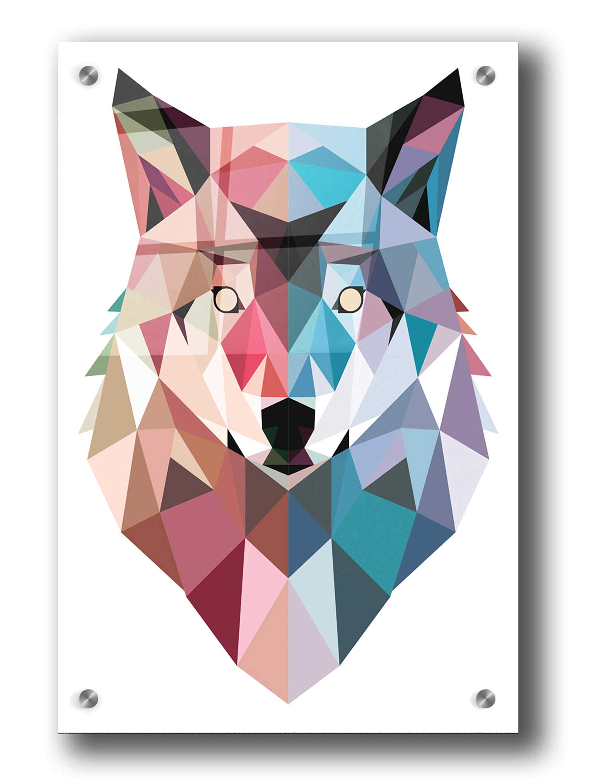 Epic Art 'Geo Wolf' by Michael Buxton - Premium Acrylic Glass Wall Art 24x36 Inches - Modern Home & Office Decor for Living Room, Bedroom, or Office