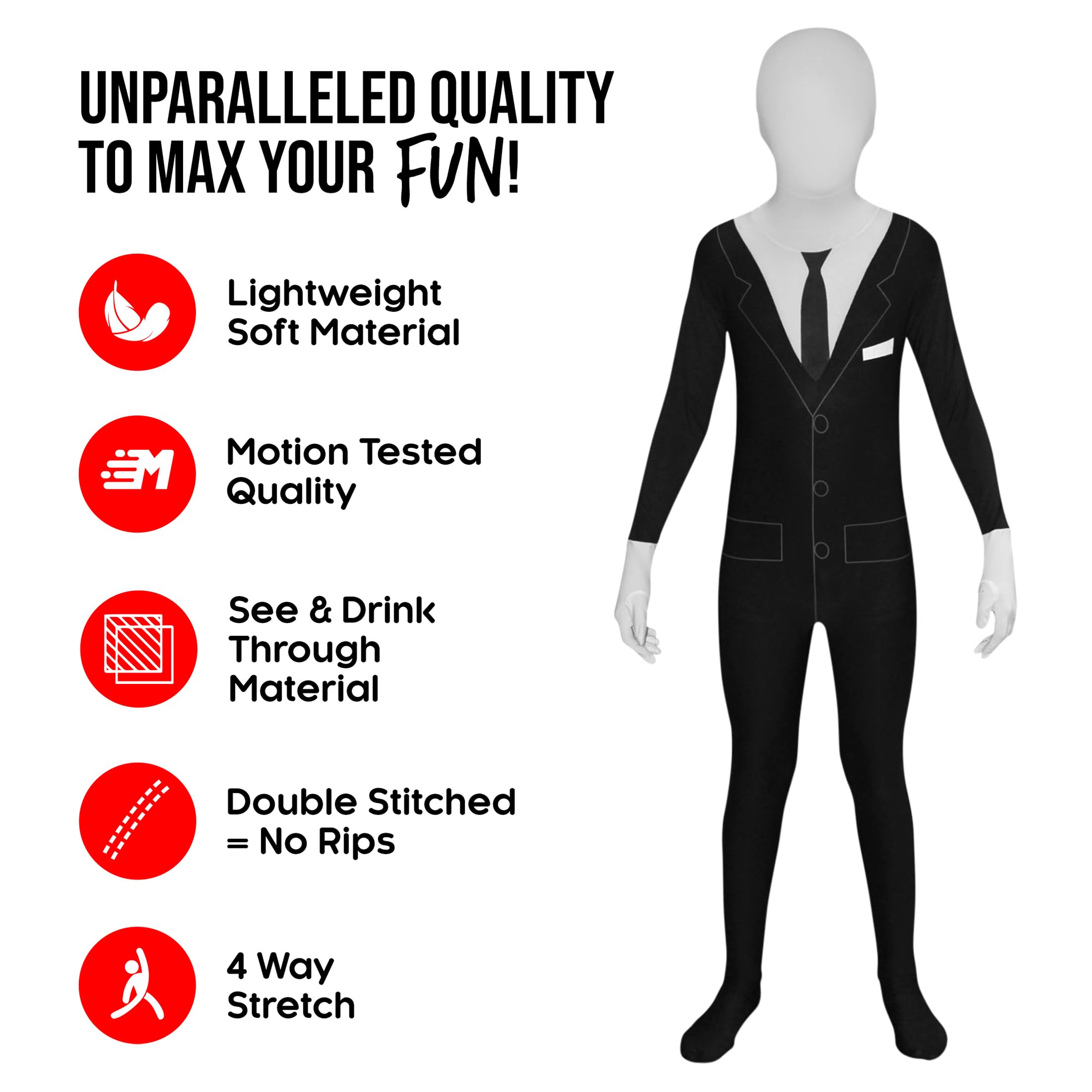 Slenderman Halloween Costume for Kids - Scary Morphsuits Costume | Perfect for Trick-or-Treating, Halloween Parties & Cosplay