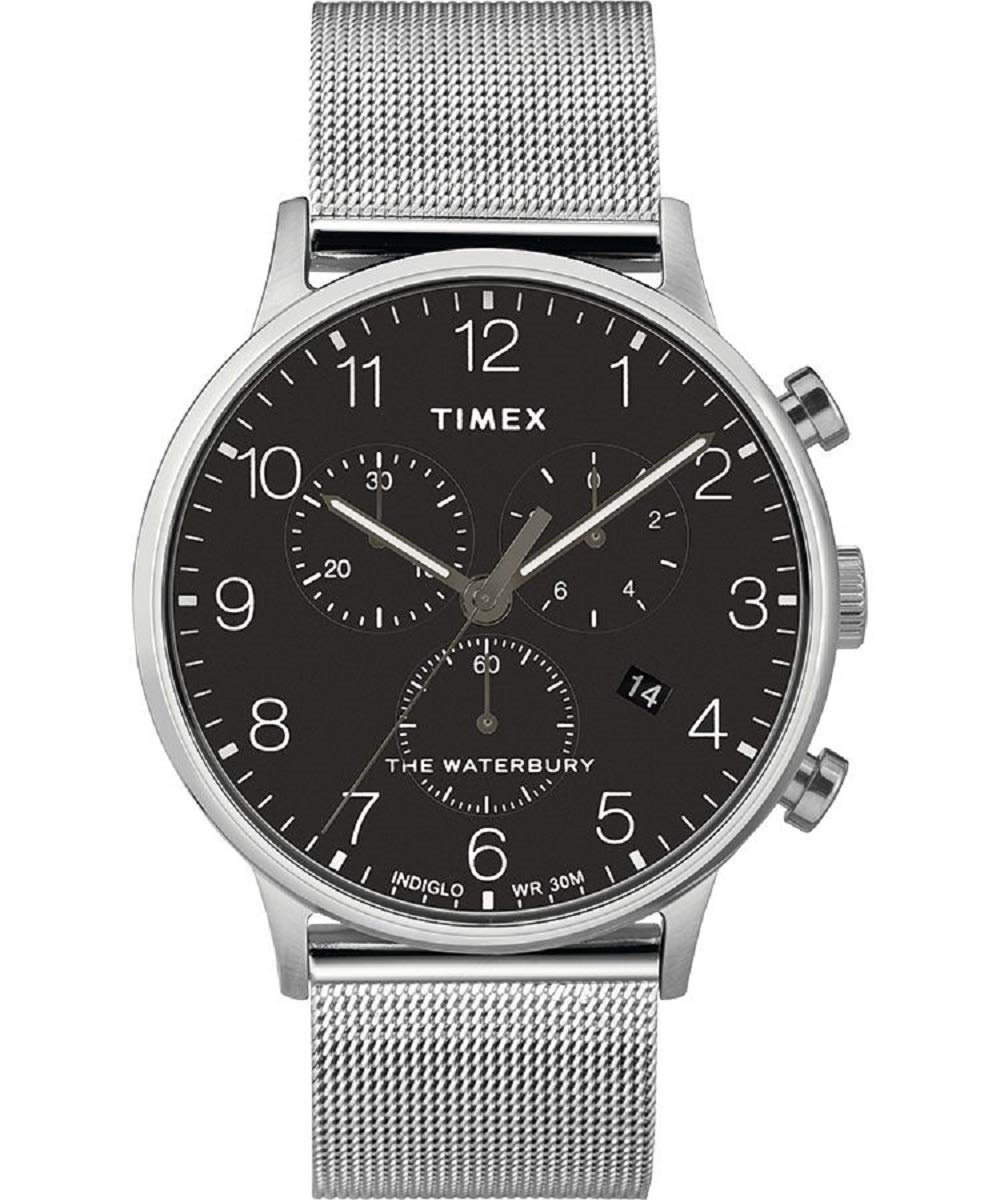 Timex Men's Chronograph Watch - Waterbury Collection with Genuine Leather Strap - Classic Analog Quartz Watch for Business, Casual & Outdoor Activities
