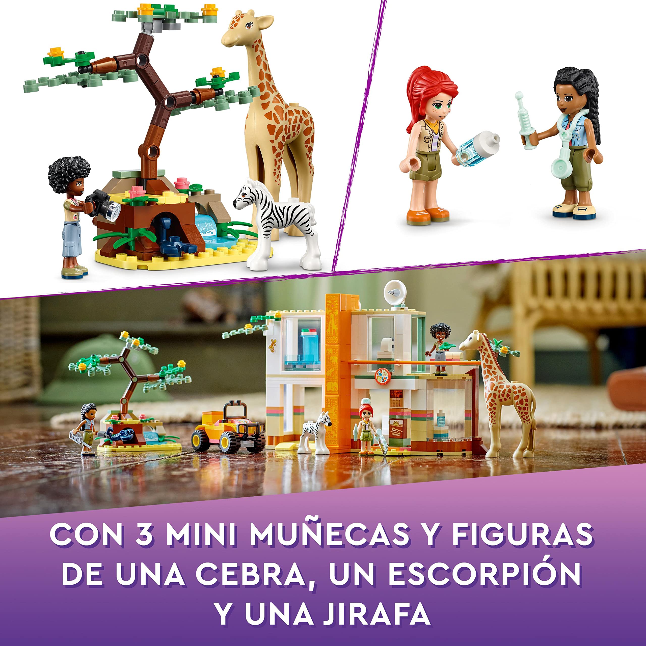 LEGO 41717 Friends Mia's Wildlife Rescue Toy Set with Zebra & Giraffe Animals, Mini Dolls & Car - Perfect Christmas Gift for Kids & Santa Presents - Great for Pretend Play, Animal Rescue Adventures & Holiday Gifting