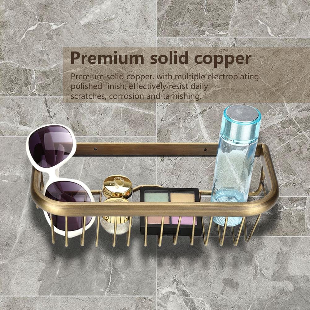 Yosoo Solid Copper Bathroom Shelf - 30cm Wall Mounted Shower Basket for Shampoo & Bath Storage | Rustproof & Durable Bathroom Organizer for Showers, Vanities & Spa Areas