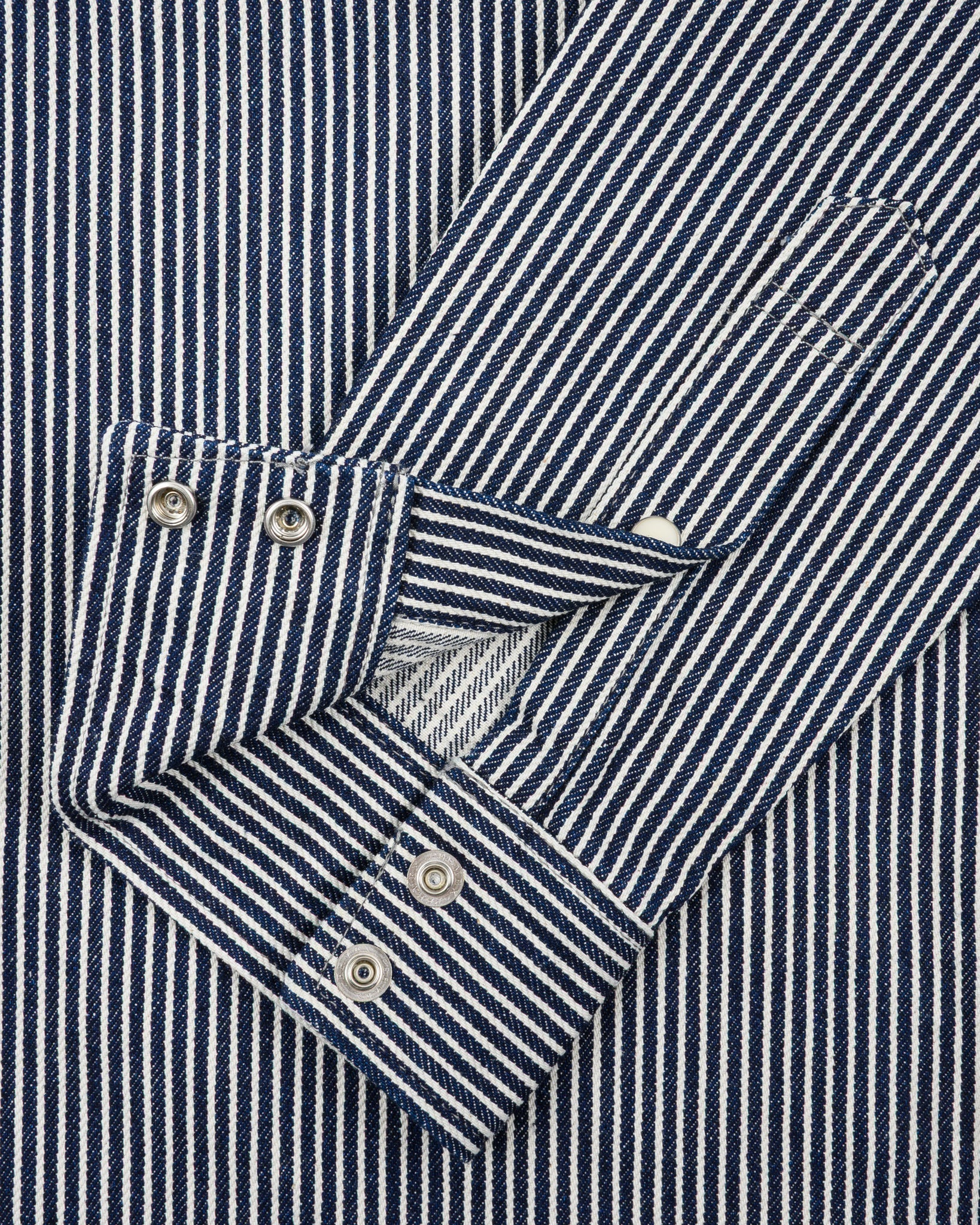 Iron Heart IHSH-07 Indigo 12oz Hickory Stripe Western Shirt - Durable Denim Workwear for Cowboy Style & Outdoor Adventures