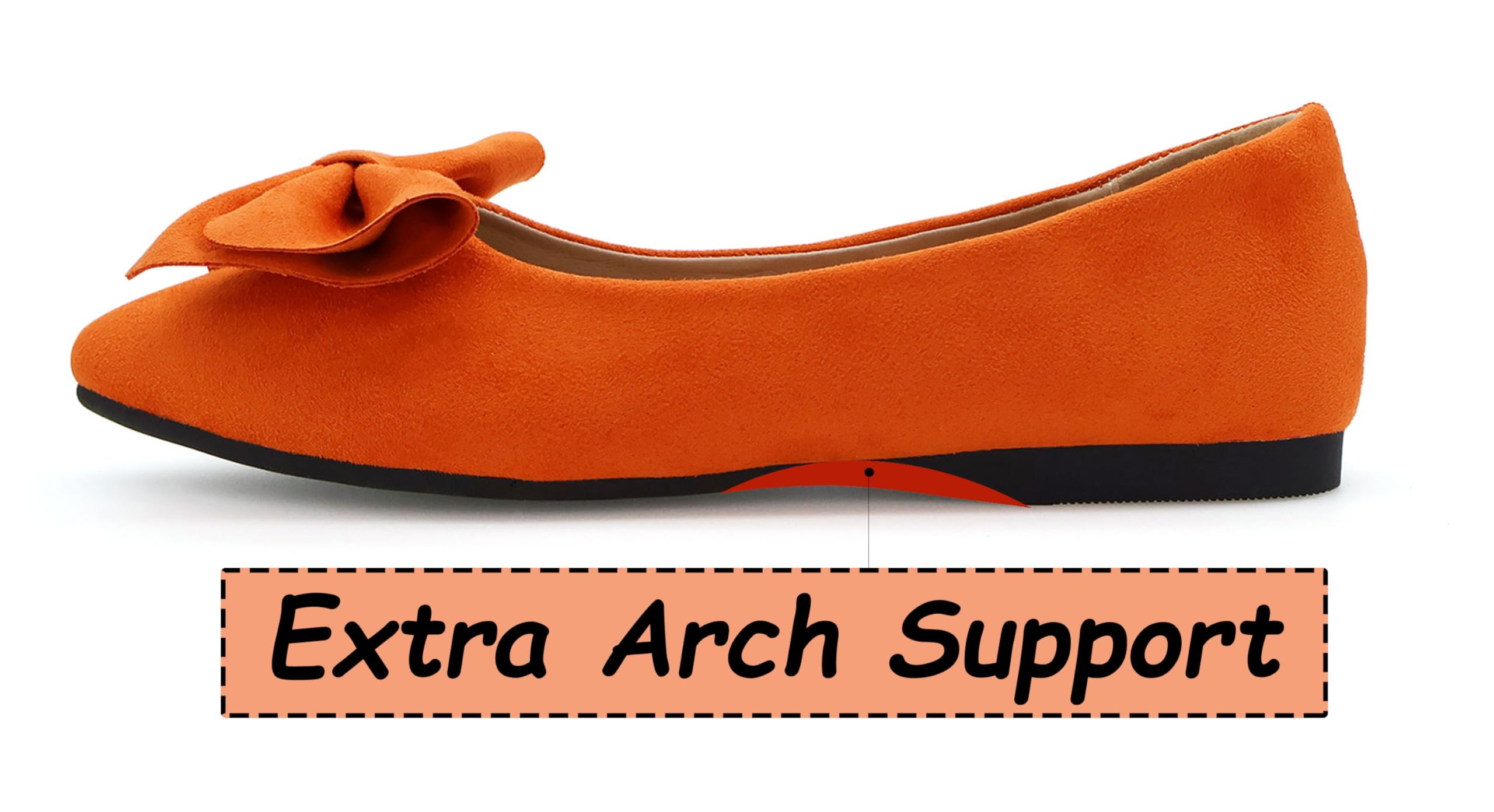 Women's Suede Ballet Flats with Bows - Soft Slip On Dress Shoes for Office, Wedding & Party | Comfortable Casual & Dressy Flats for Work, Holiday & Everyday Wear