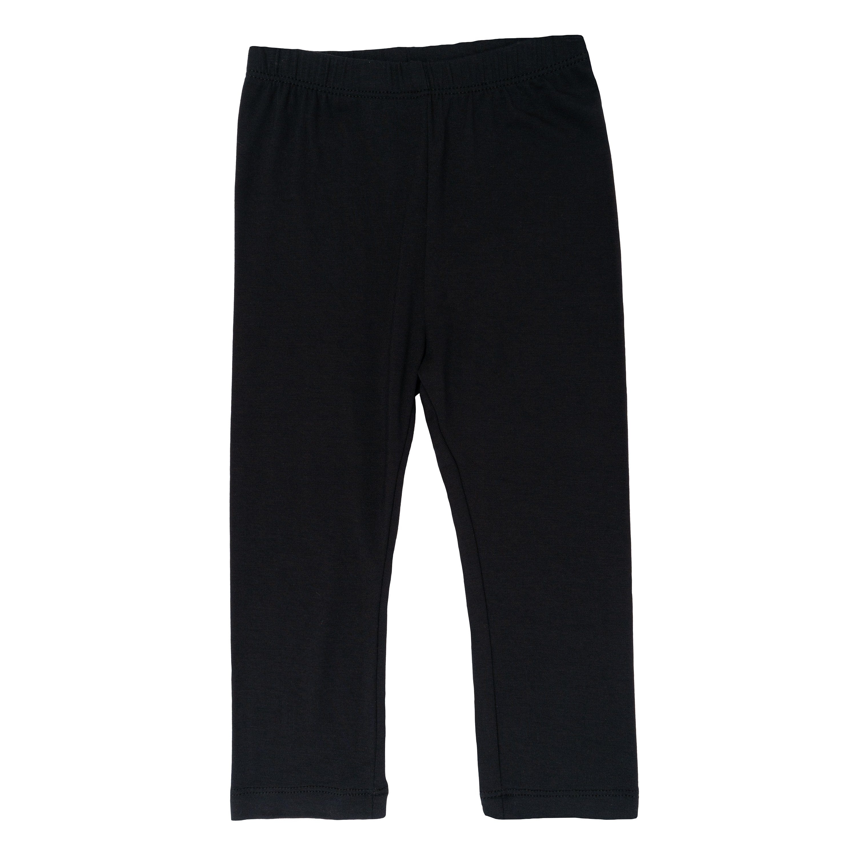 Midnight Black Toddler Leggings for Girls & Boys - Soft Stretchy Cotton Blend Pants for Playtime, Daycare & Outdoor Activities
